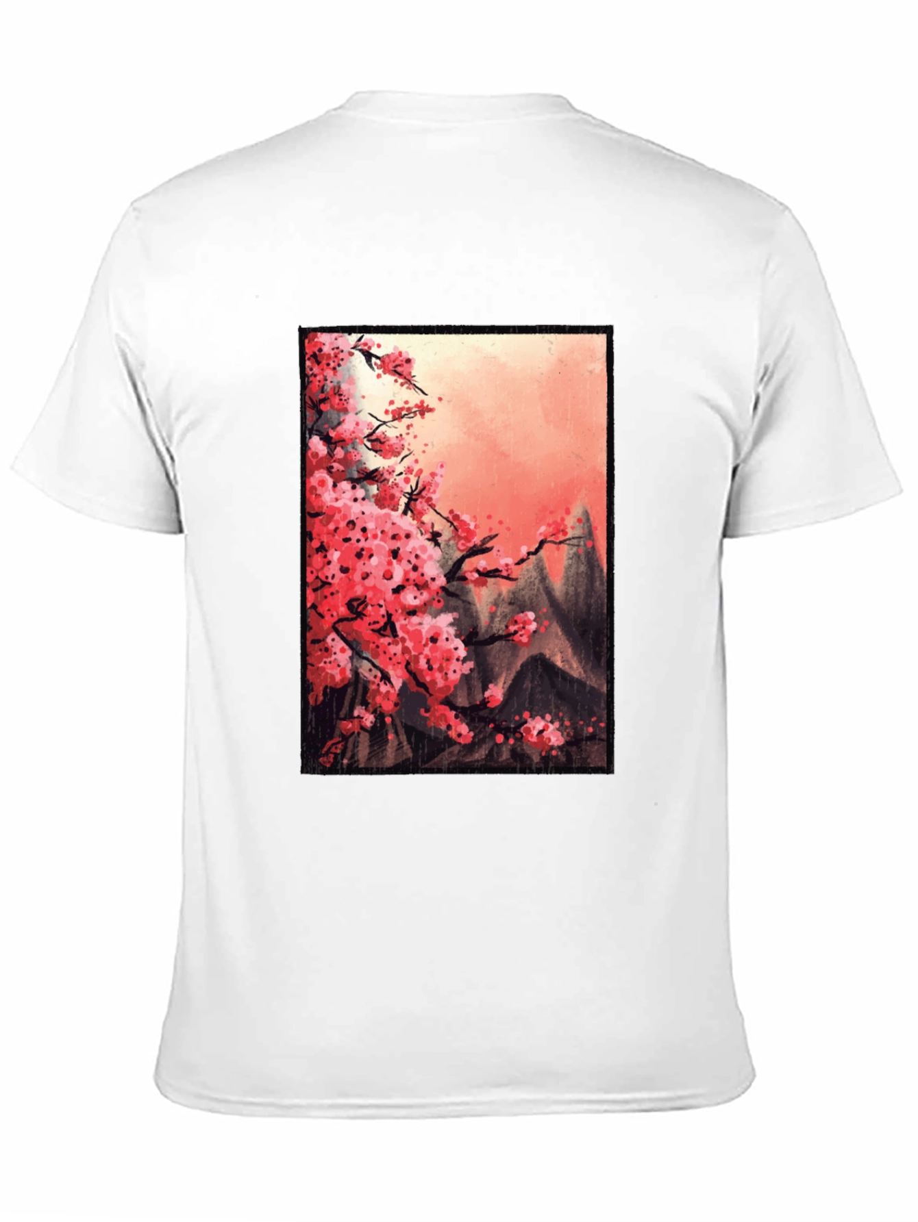 Cherry Blossom Mountain Scene Graphic Tee