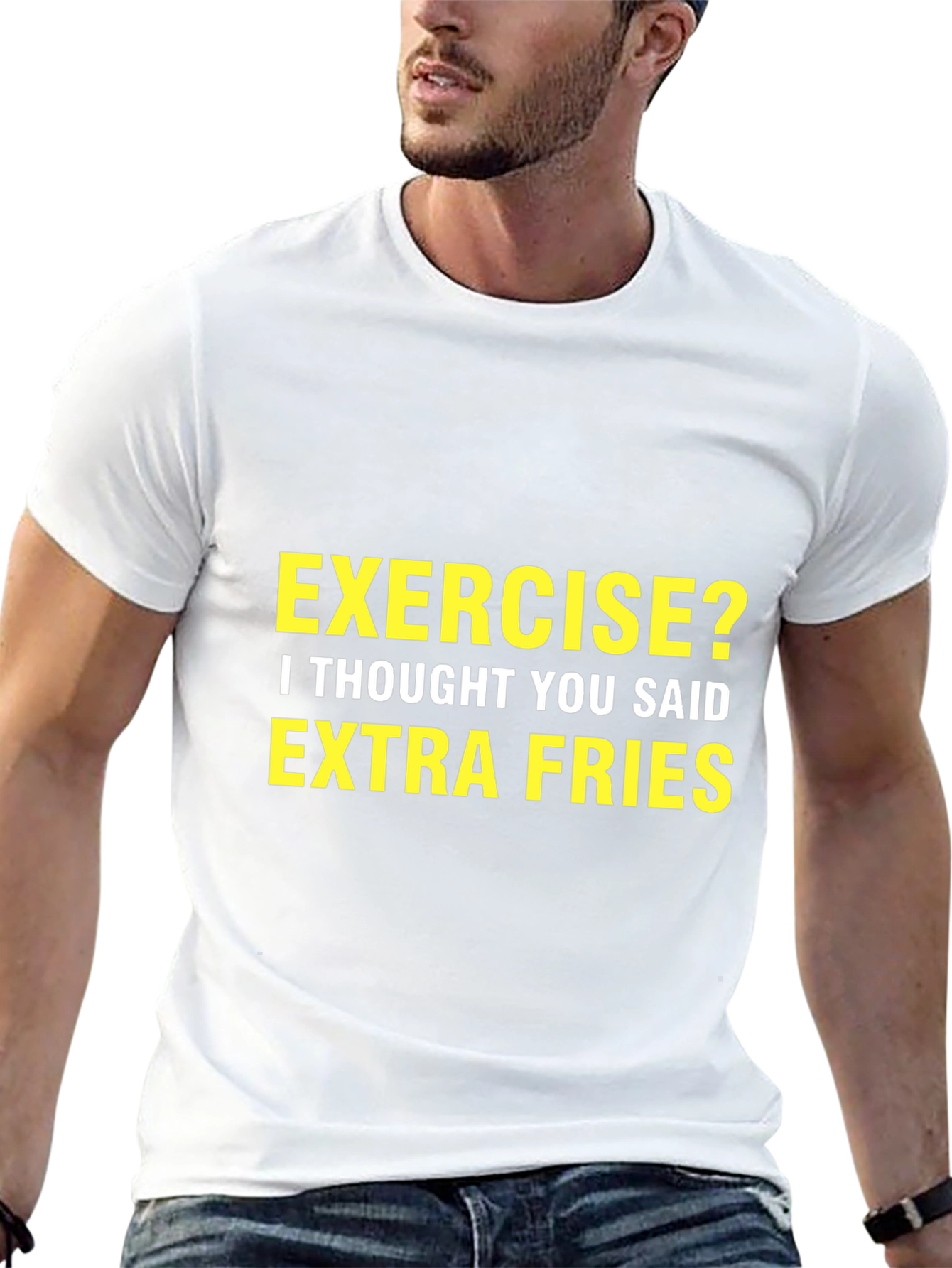 Exercise? Extra Fries Black Graphic Tee