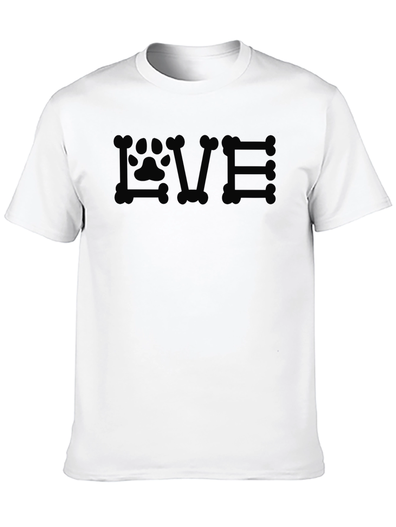 Dog Lover Paw Print T-Shirt - Bone Lettering