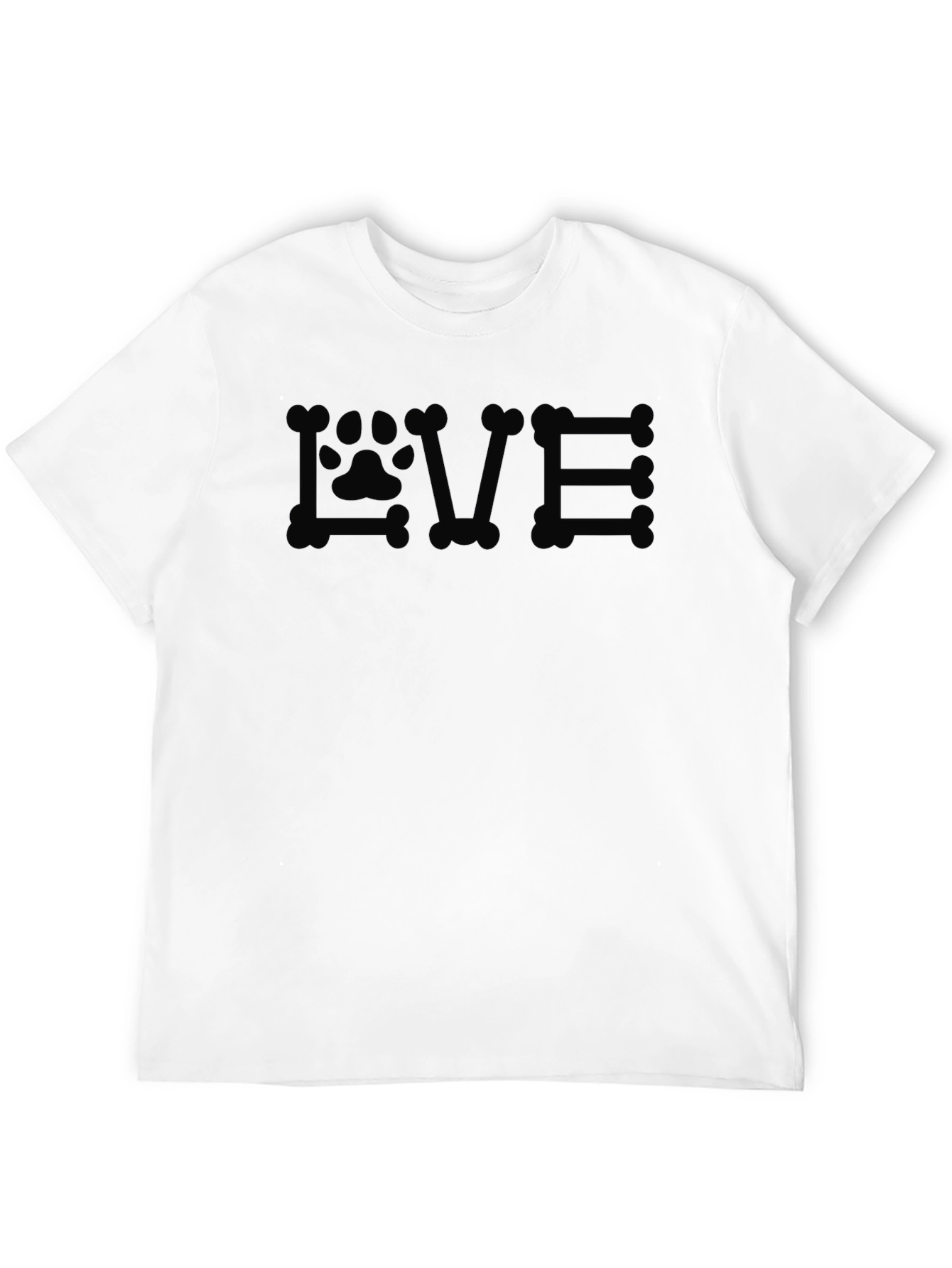 Dog Lover Paw Print T-Shirt - Bone Lettering