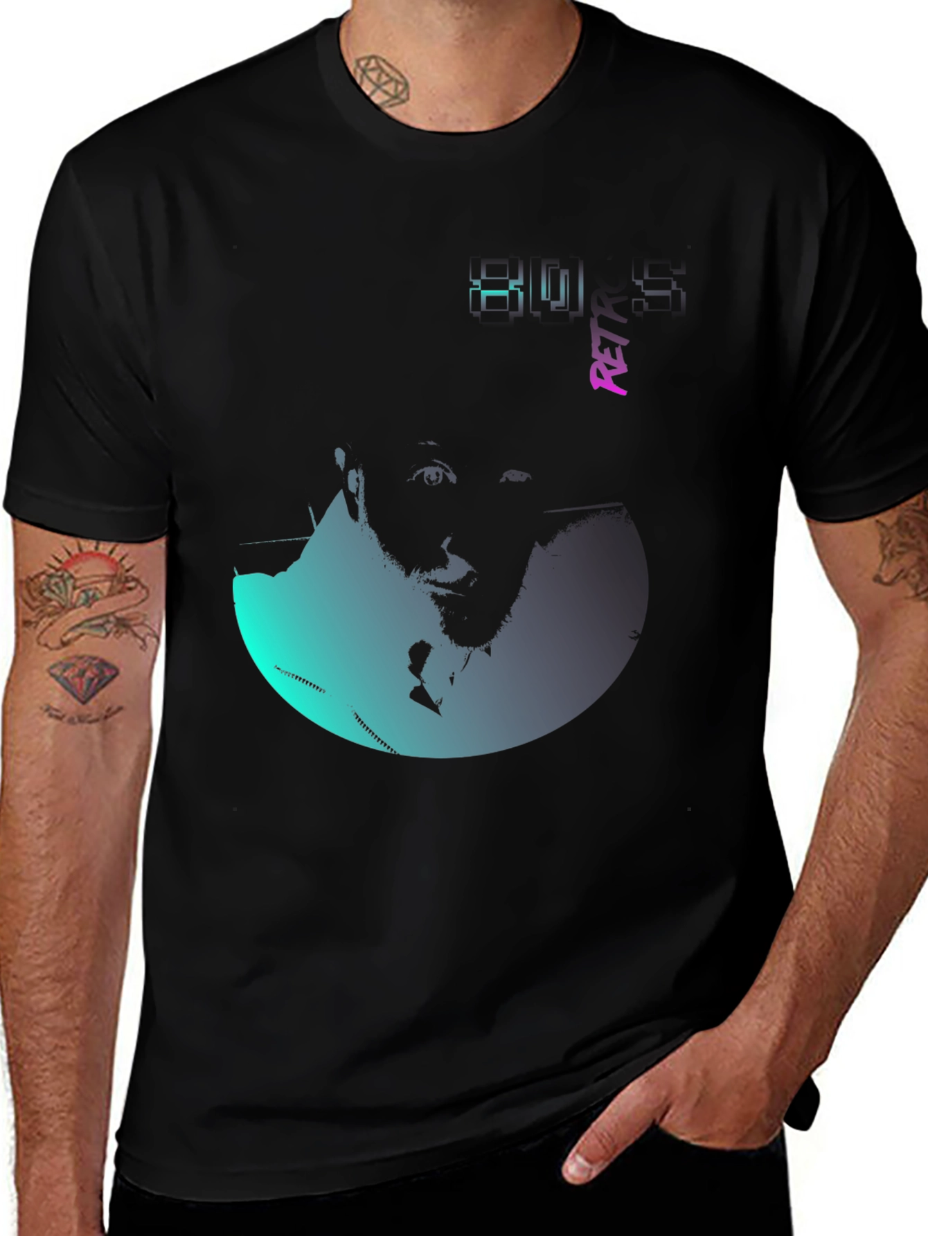 Retro Portrait Graphic Print T-Shirt