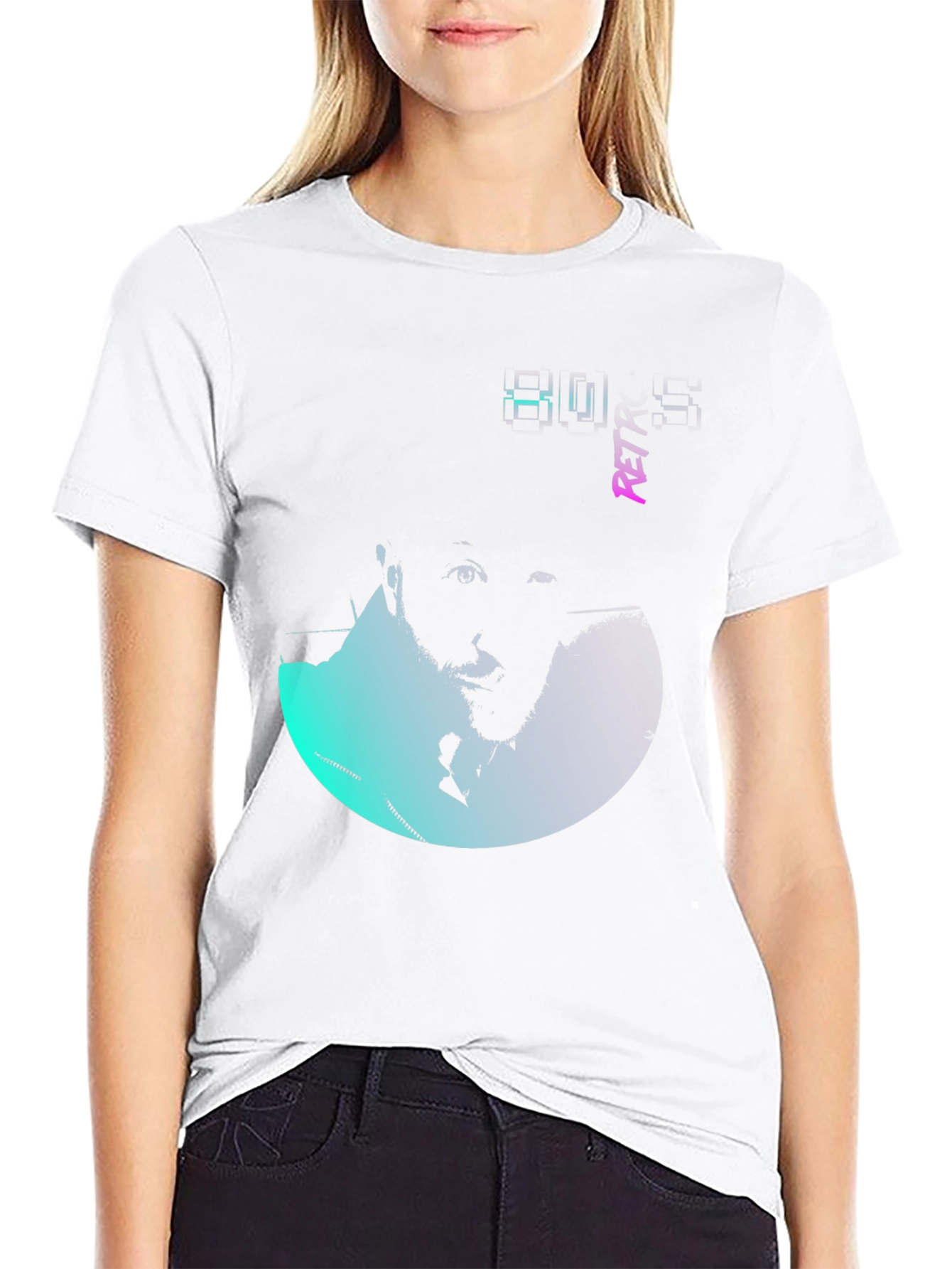 Retro Portrait Graphic Print T-Shirt