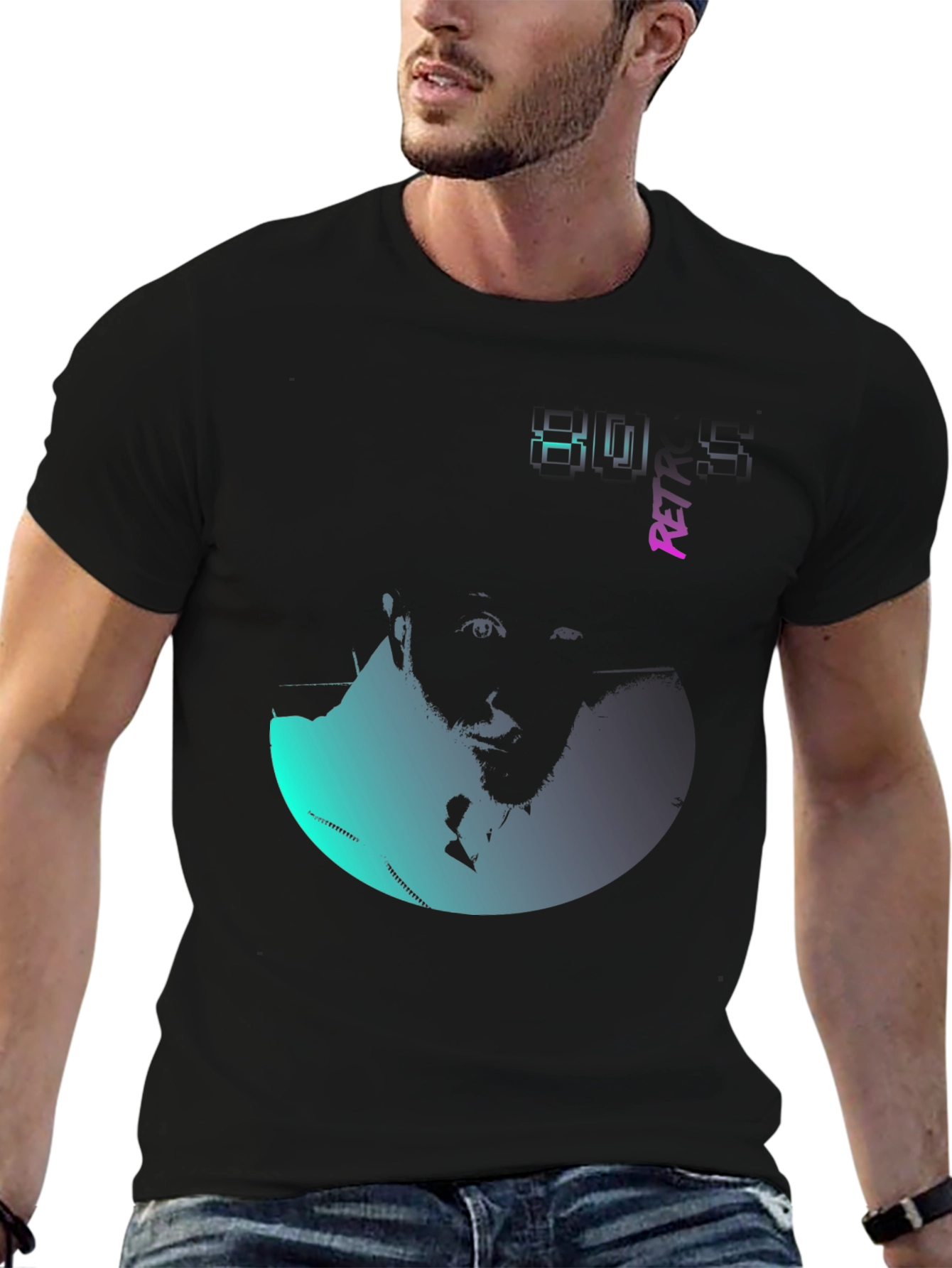 Retro Portrait Graphic Print T-Shirt