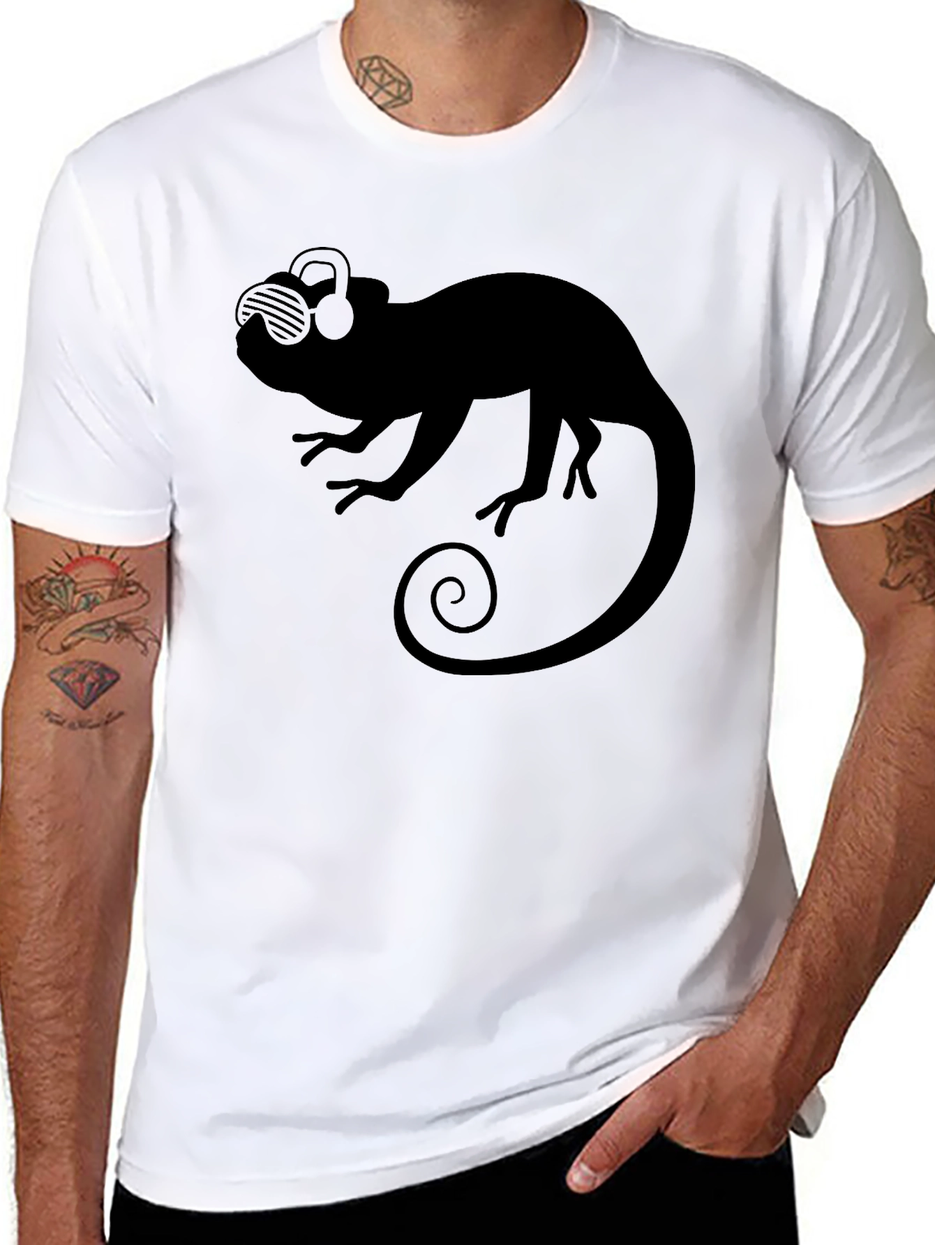 Cool Chameleon Tee - Black Graphic T-Shirt