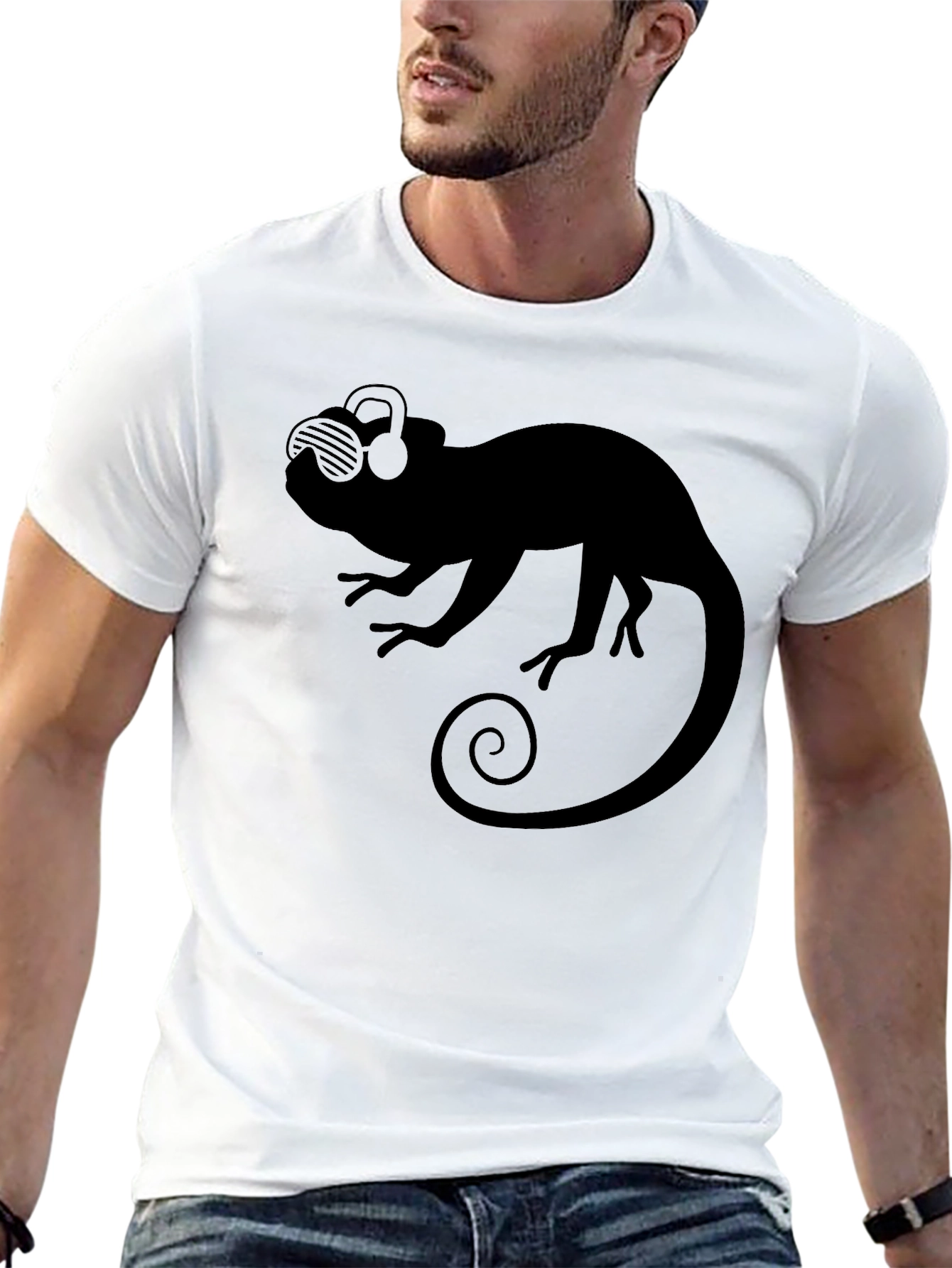Cool Chameleon Tee - Black Graphic T-Shirt