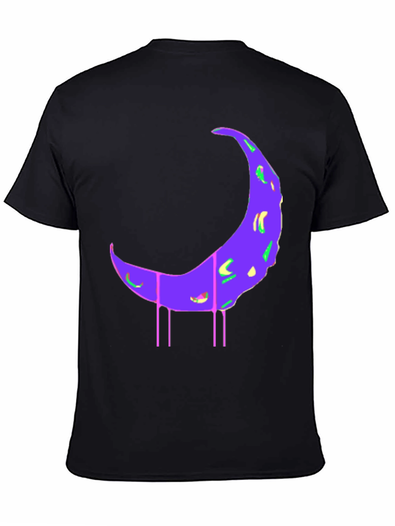 Black T-Shirt with Abstract Moon Print