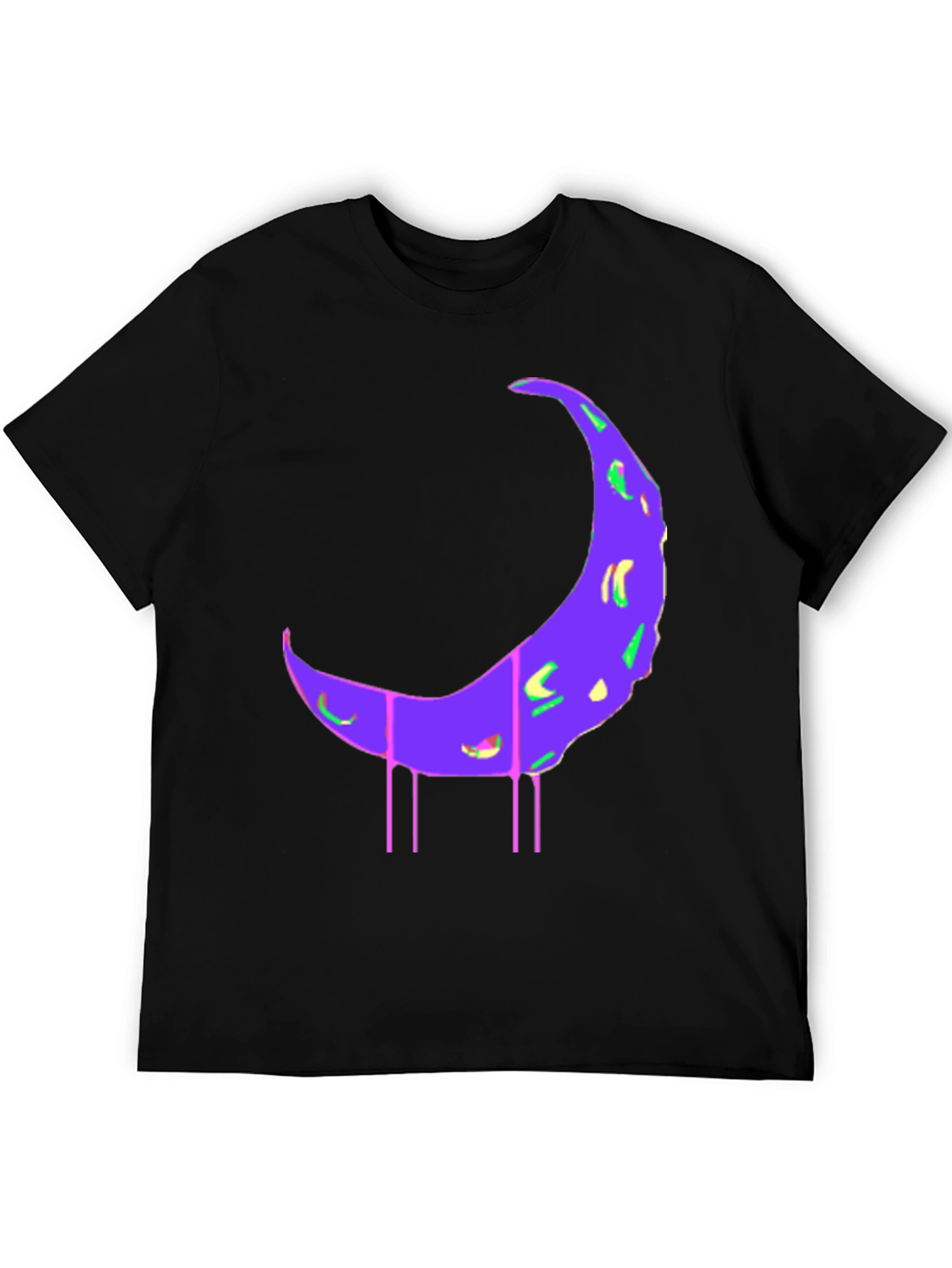 Black T-Shirt with Abstract Moon Print