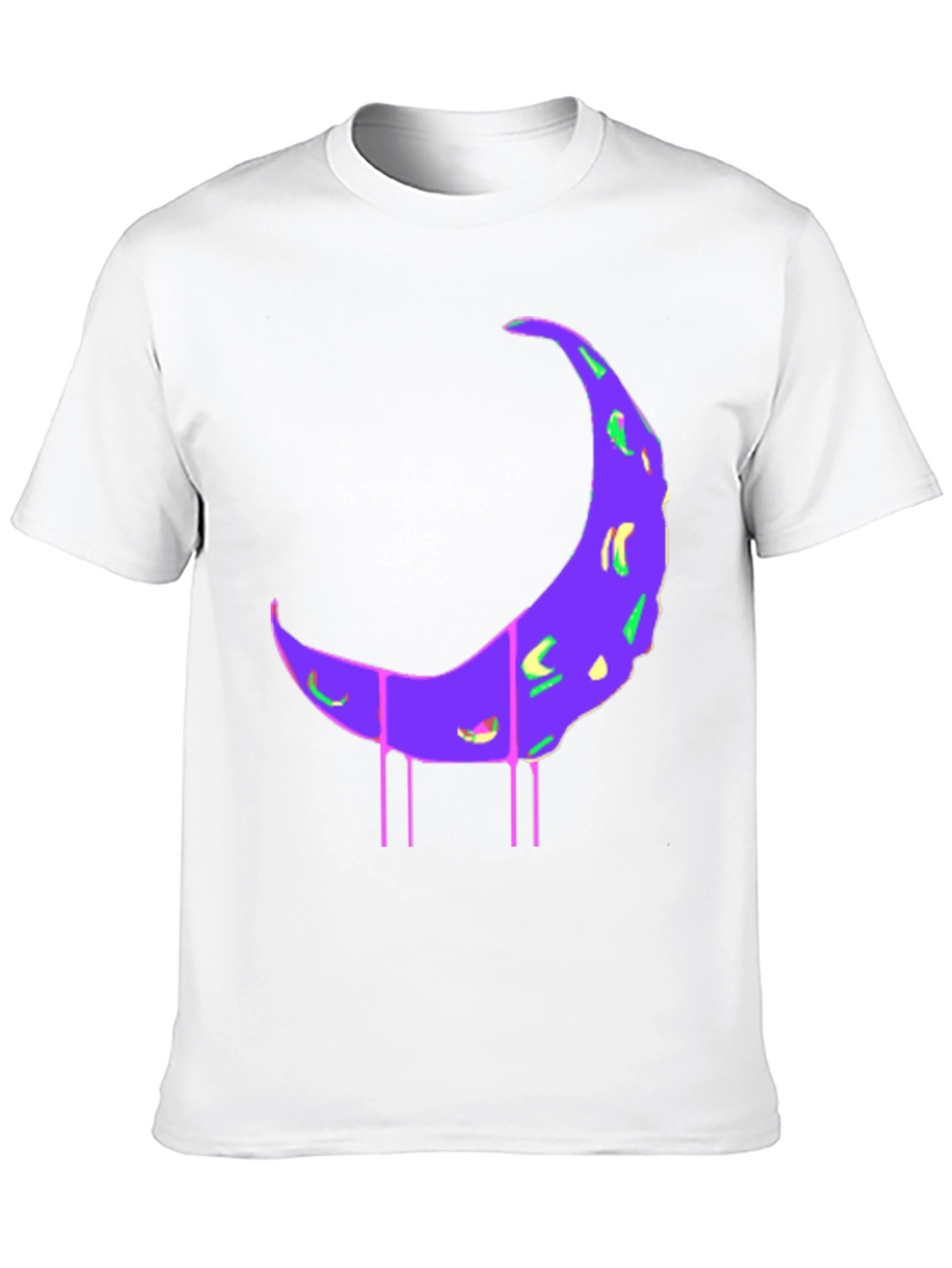 Black T-Shirt with Abstract Moon Print