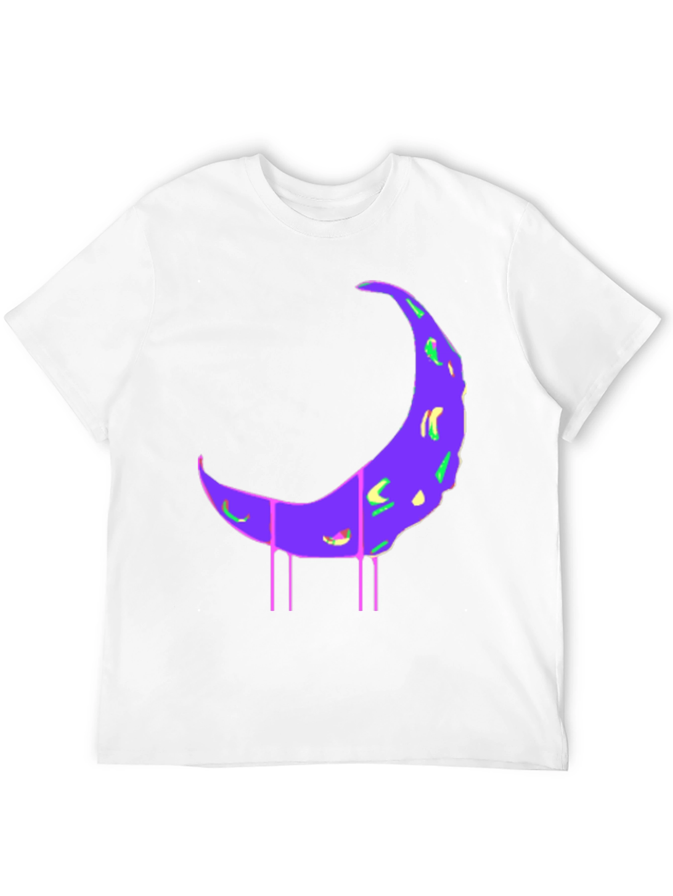 Black T-Shirt with Abstract Moon Print