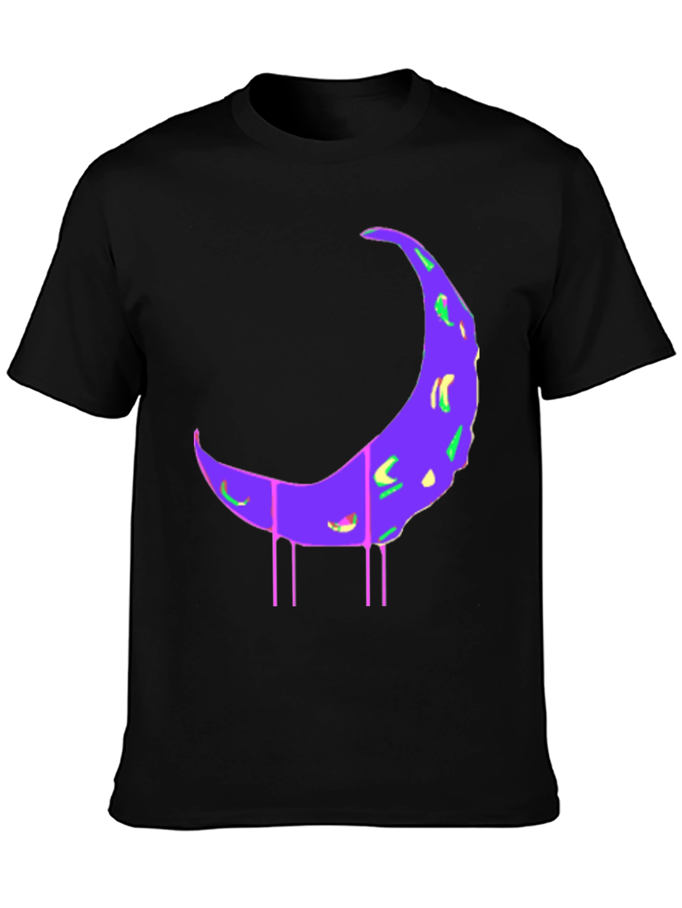 Black T-Shirt with Abstract Moon Print