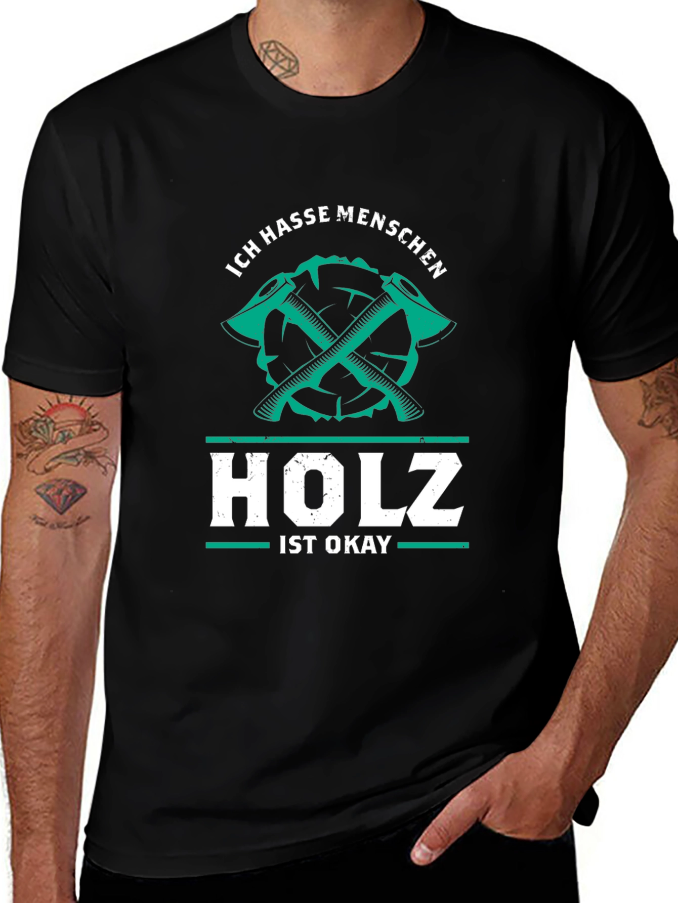 Ich Hasse Menschen Holz Ist Okay Graphic Tee