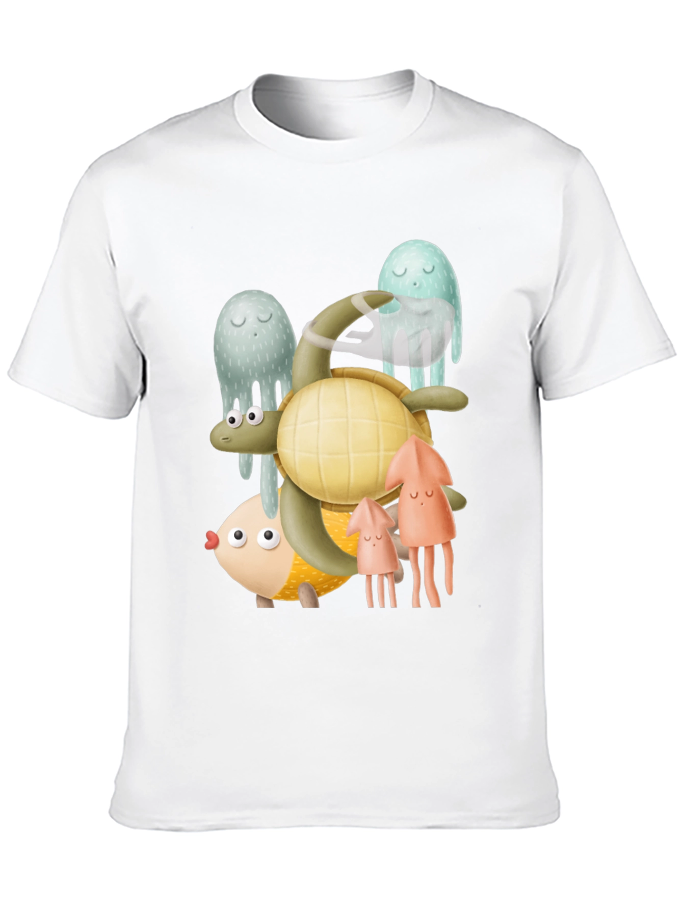 Sea Life Graphic Tee - Black Cotton T-Shirt