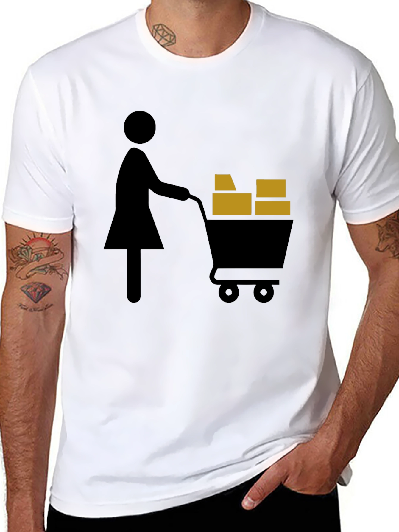 Shopping Cart T-Shirt Graphic Tee Black