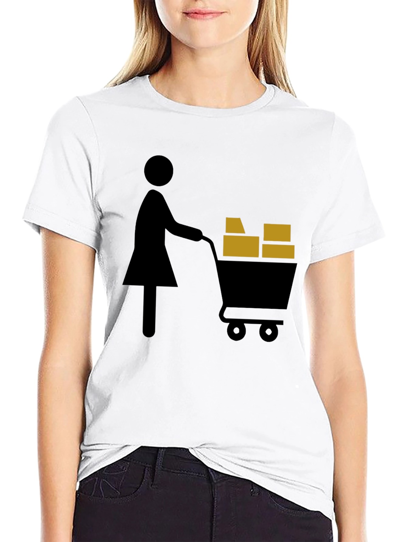 Shopping Cart T-Shirt Graphic Tee Black