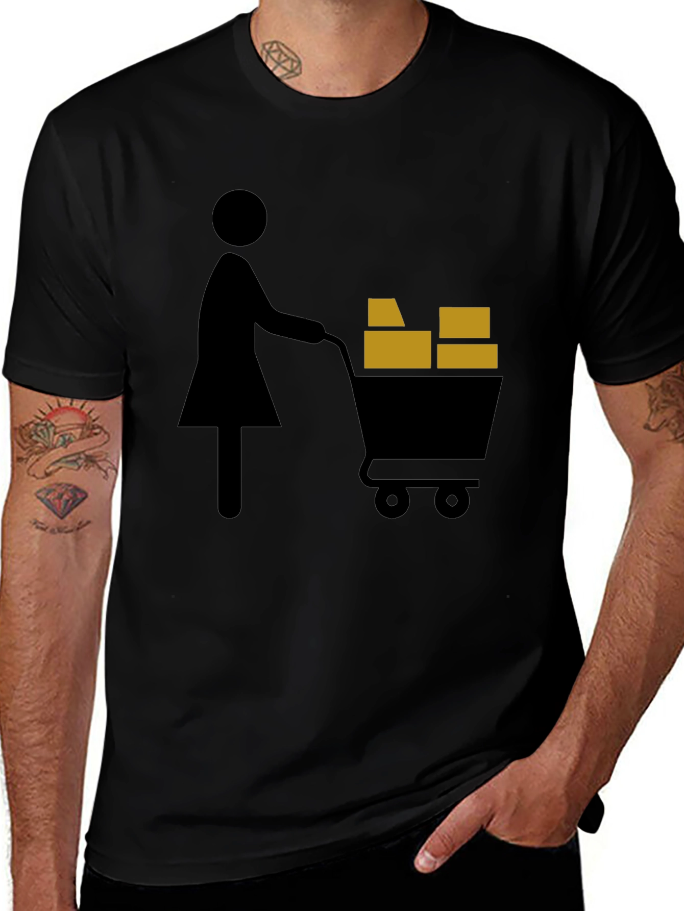 Shopping Cart T-Shirt Graphic Tee Black