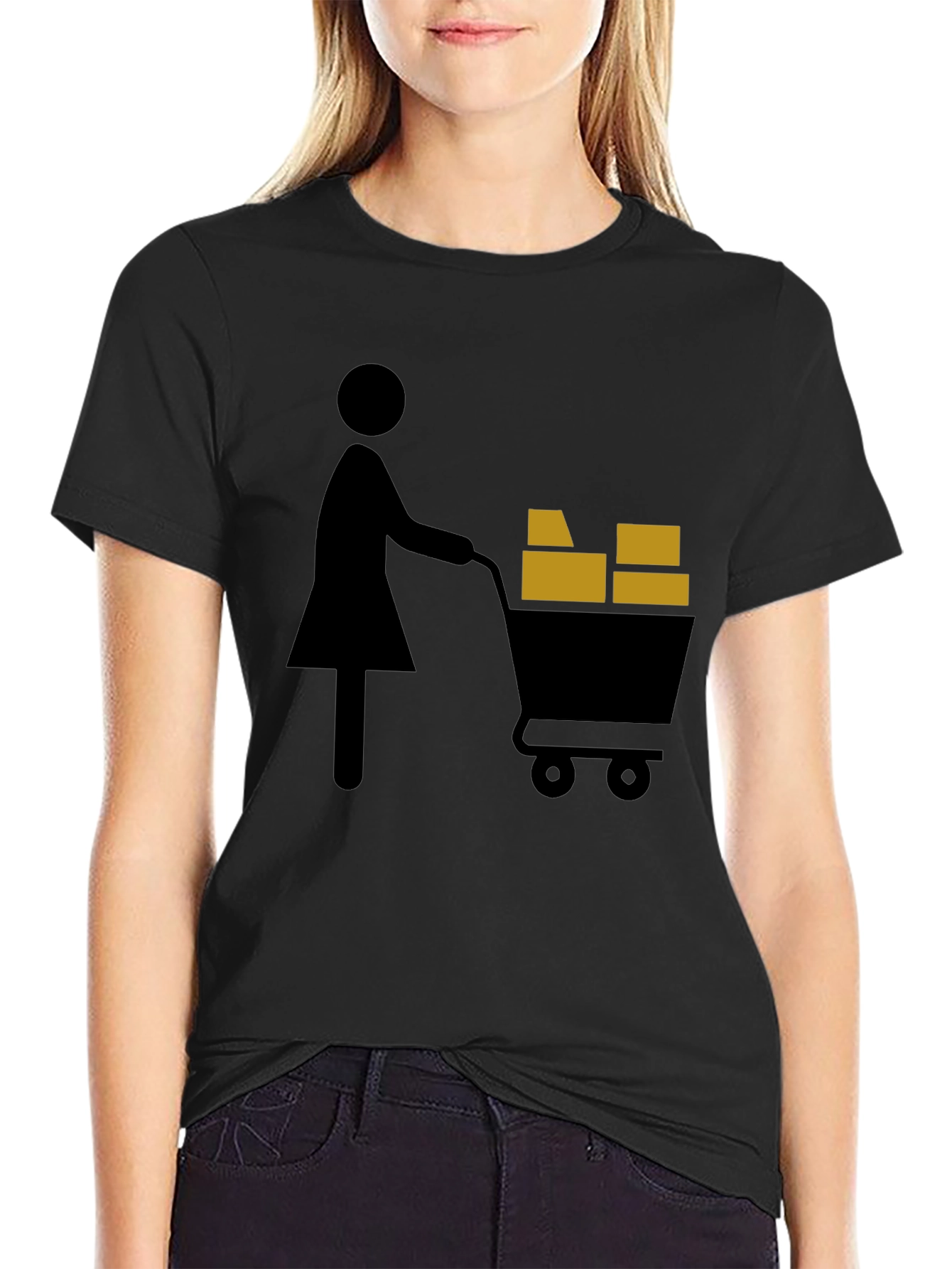 Shopping Cart T-Shirt Graphic Tee Black
