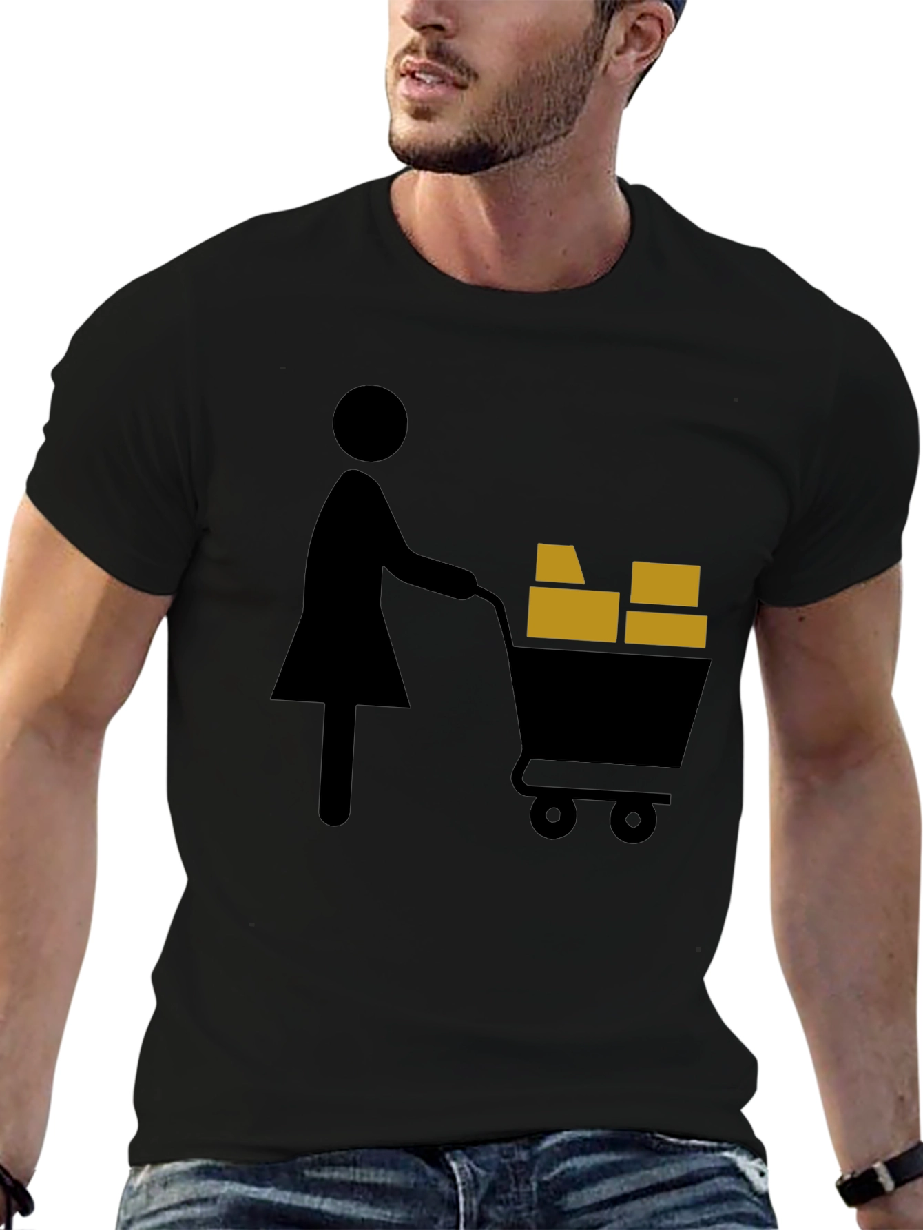 Shopping Cart T-Shirt Graphic Tee Black