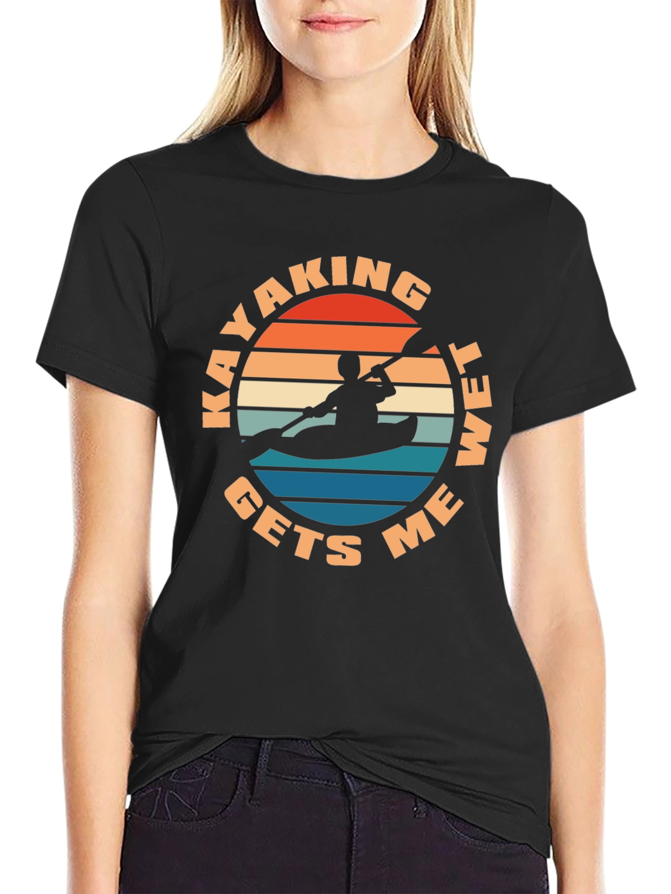Kayaking Gets Me Wet T-Shirt - Retro Design