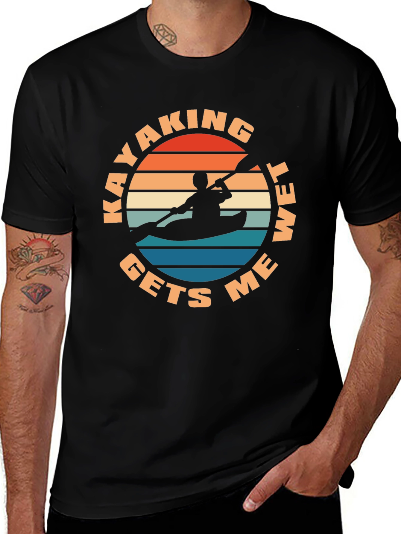 Kayaking Gets Me Wet T-Shirt - Retro Design