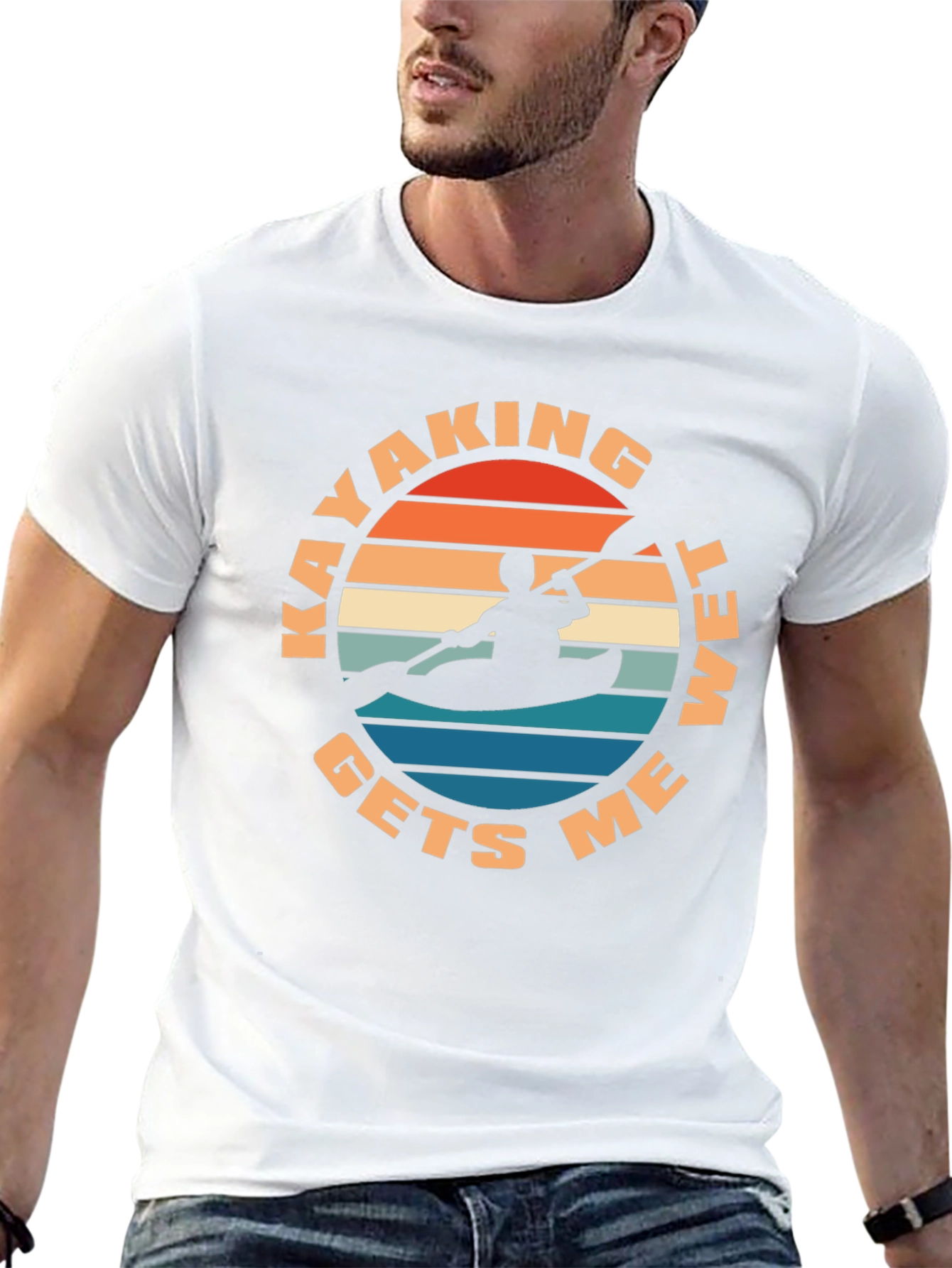 Kayaking Gets Me Wet T-Shirt - Retro Design