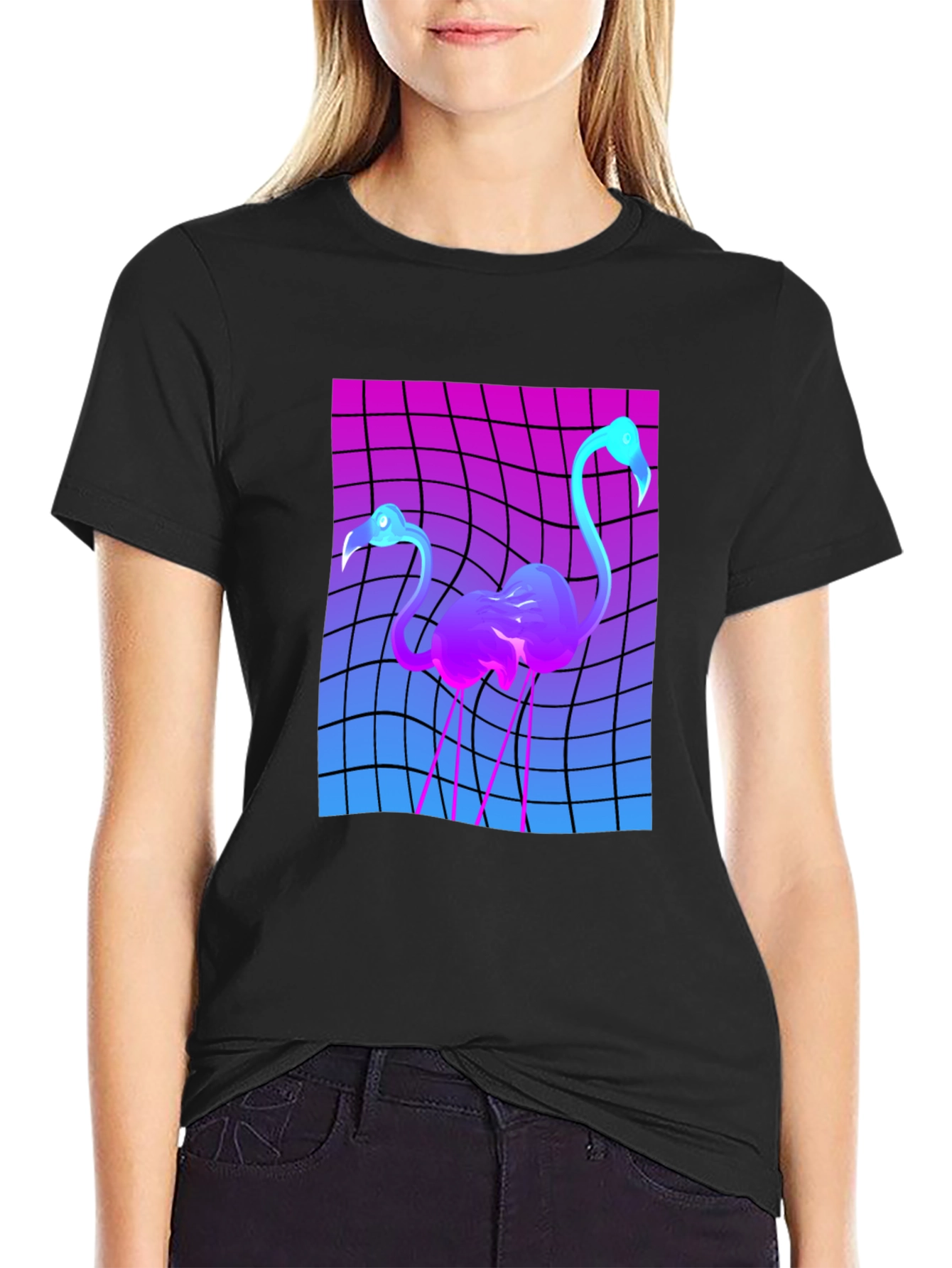 Retro Flamingo Graphic T-Shirt - Vaporwave Style Tee