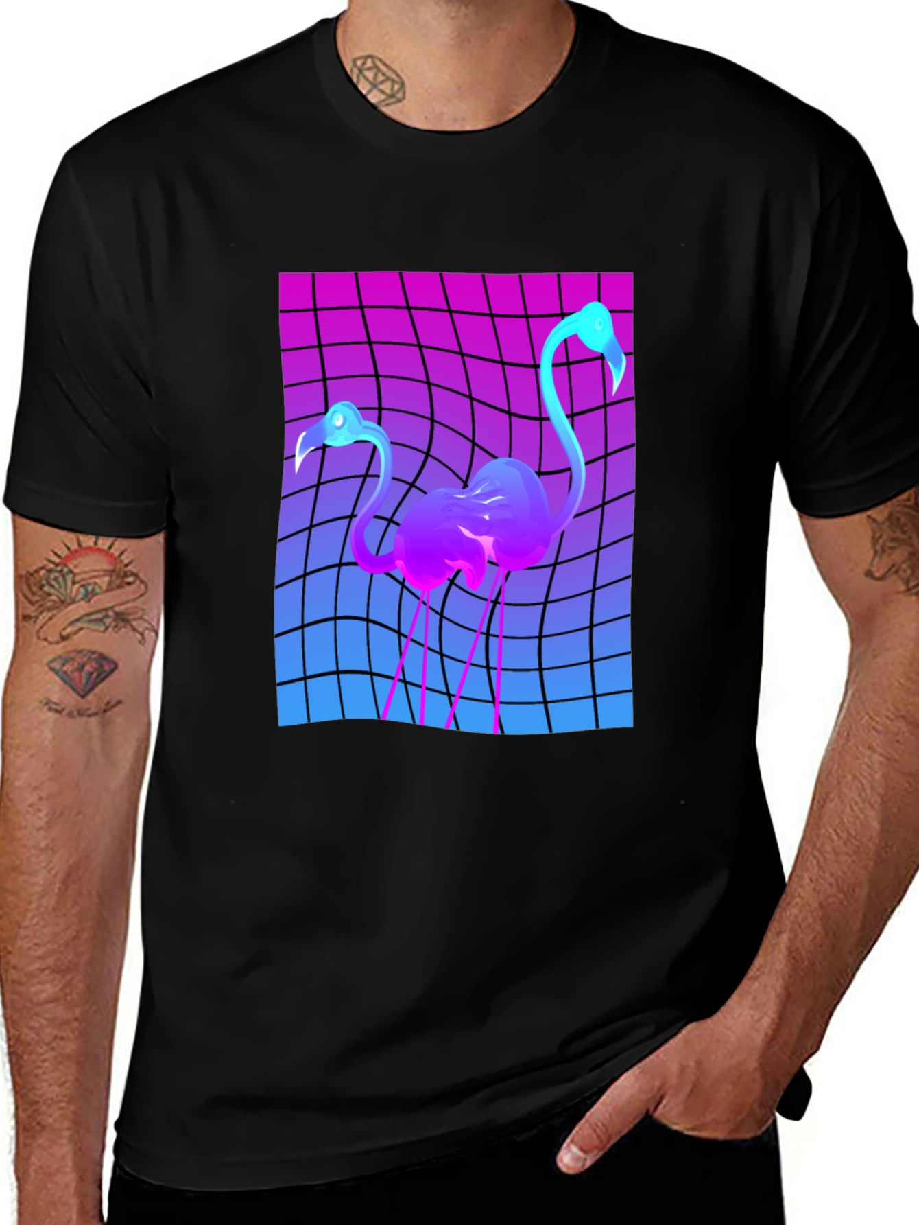 Retro Flamingo Graphic T-Shirt - Vaporwave Style Tee