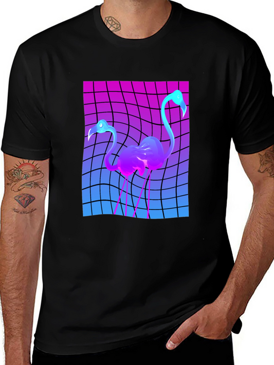 Retro Flamingo Graphic T-Shirt - Vaporwave Style Tee