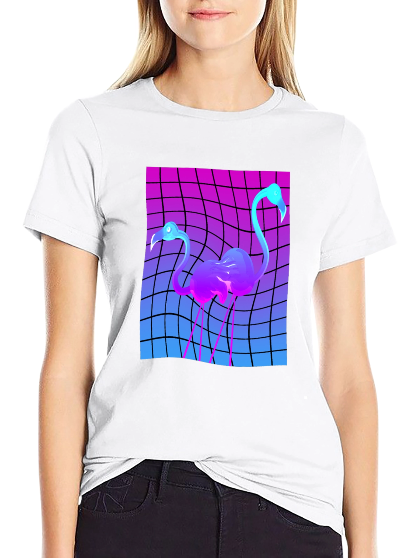 Retro Flamingo Graphic T-Shirt - Vaporwave Style Tee