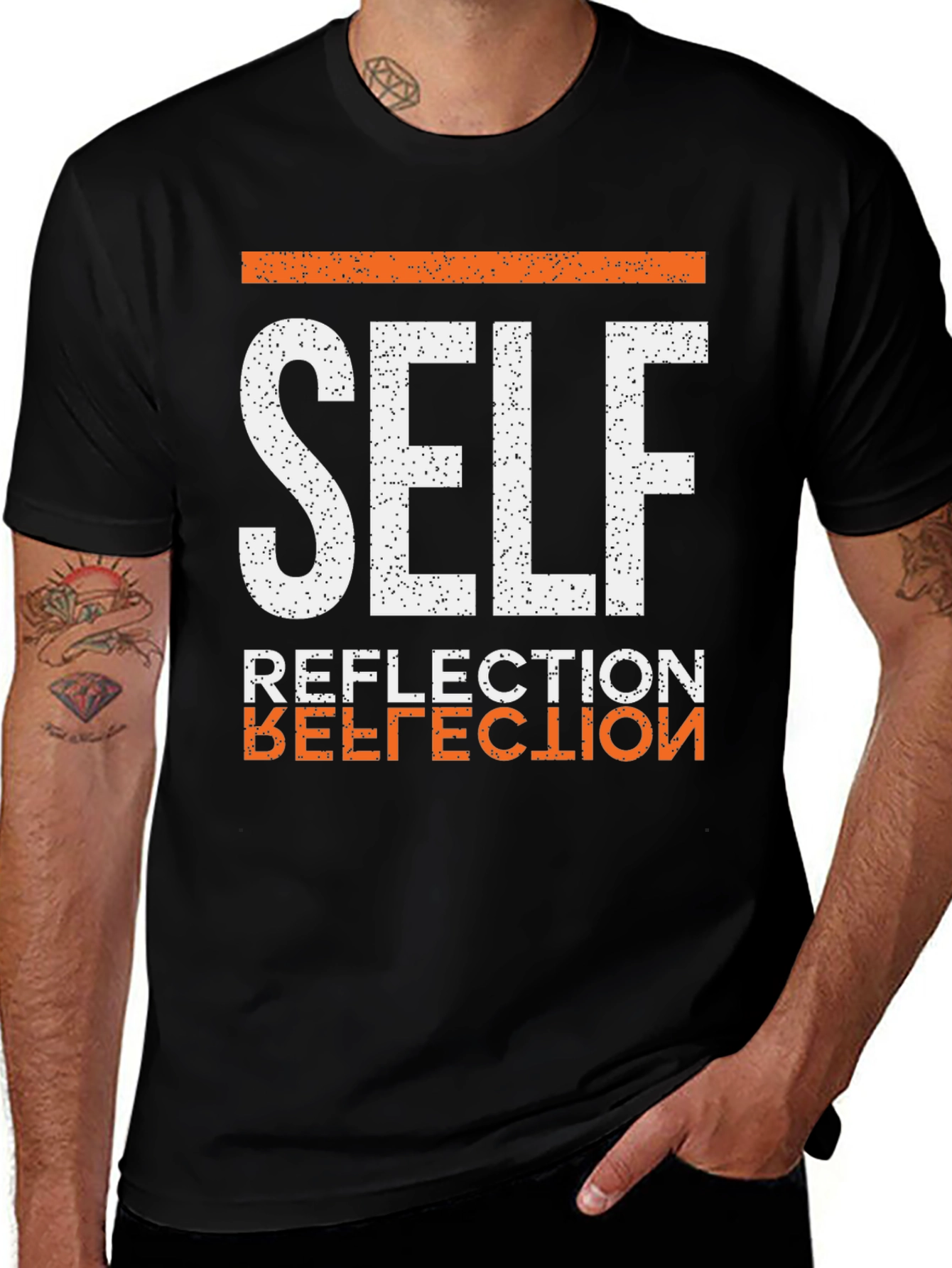 Self Reflection Graphic Tee - Trendy Black Shirt