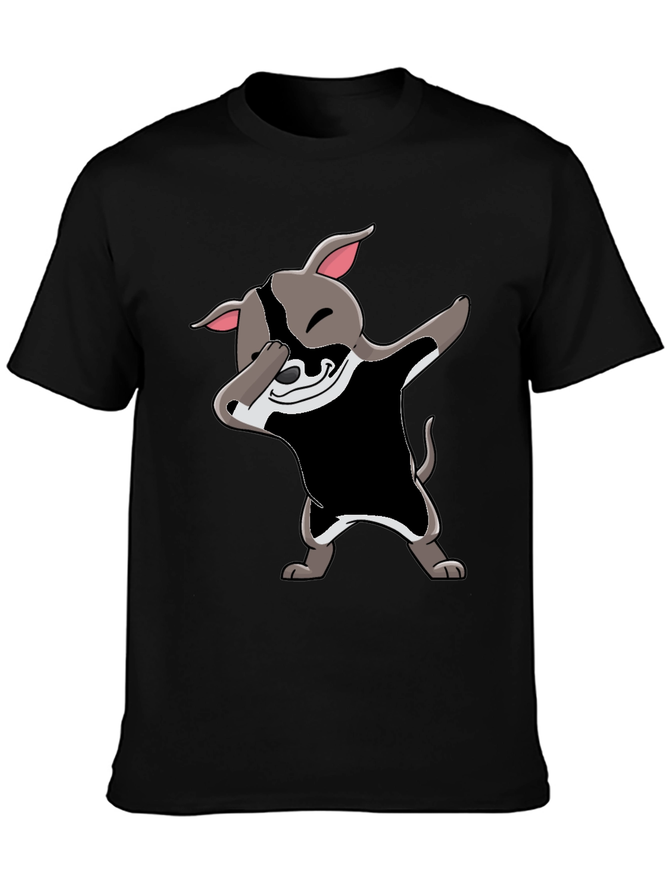 Dabbing Dog Graphic Tee - Black Cotton Blend