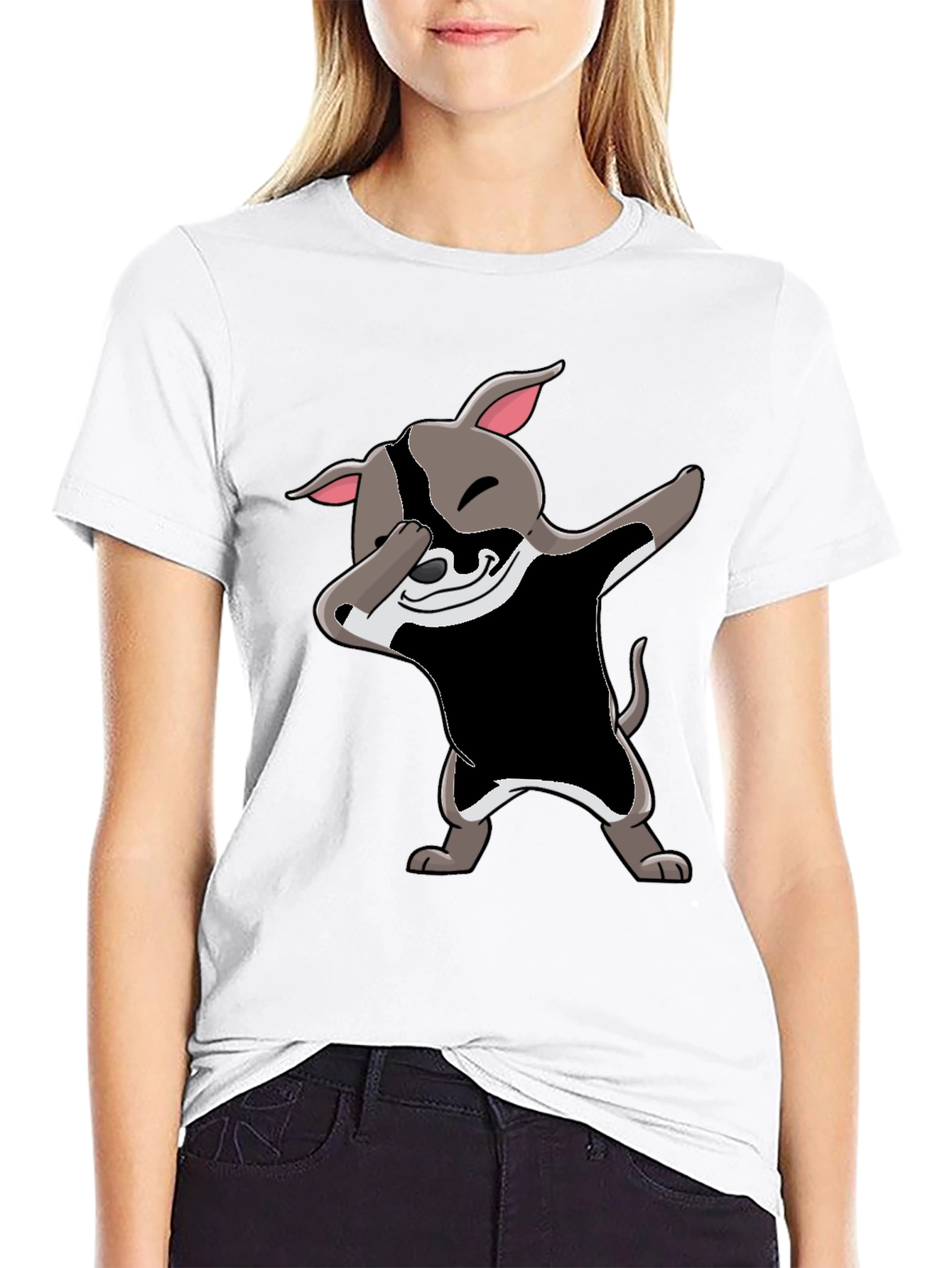 Dabbing Dog Graphic Tee - Black Cotton Blend