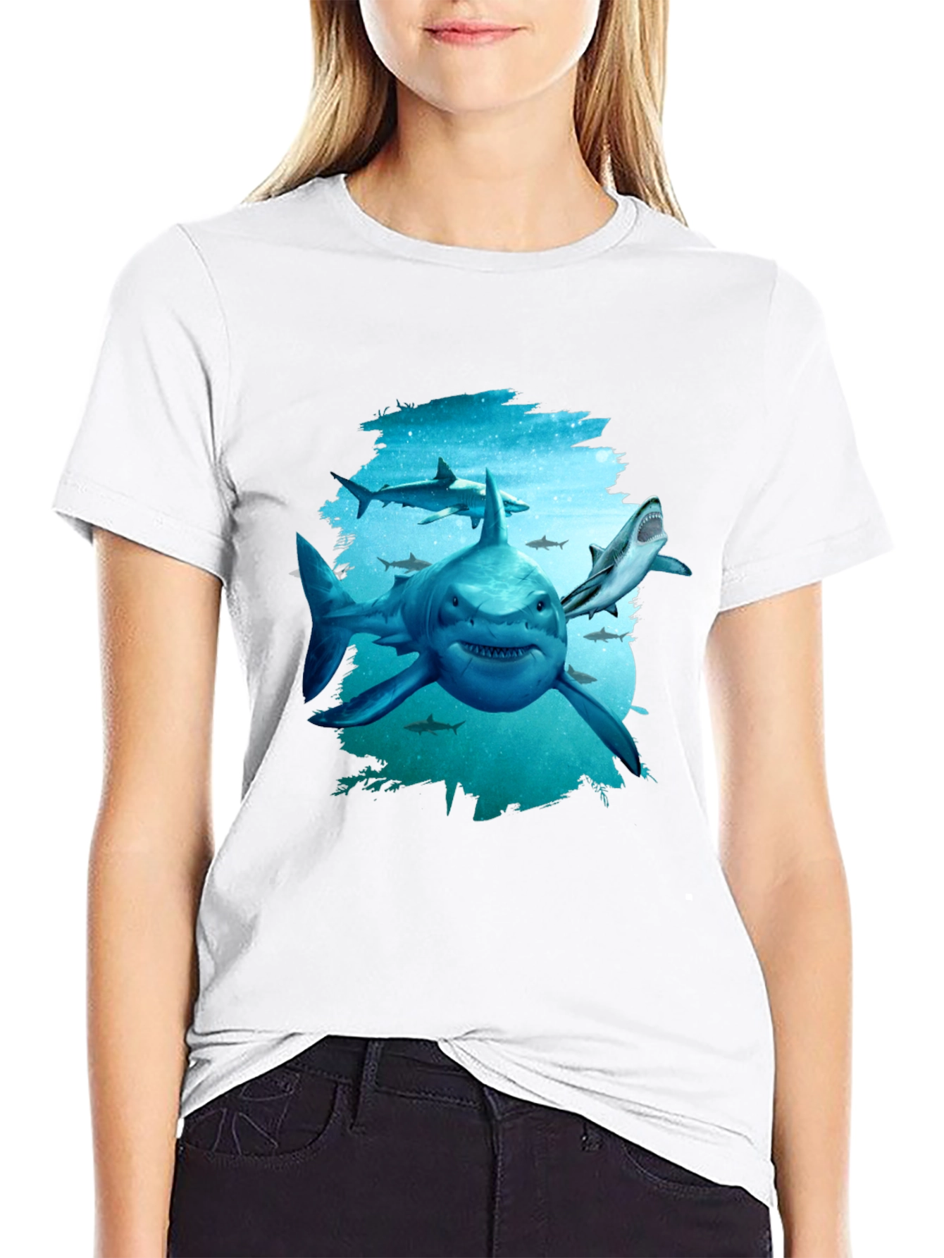 Shark Graphic Tee - Mens Black T-Shirt