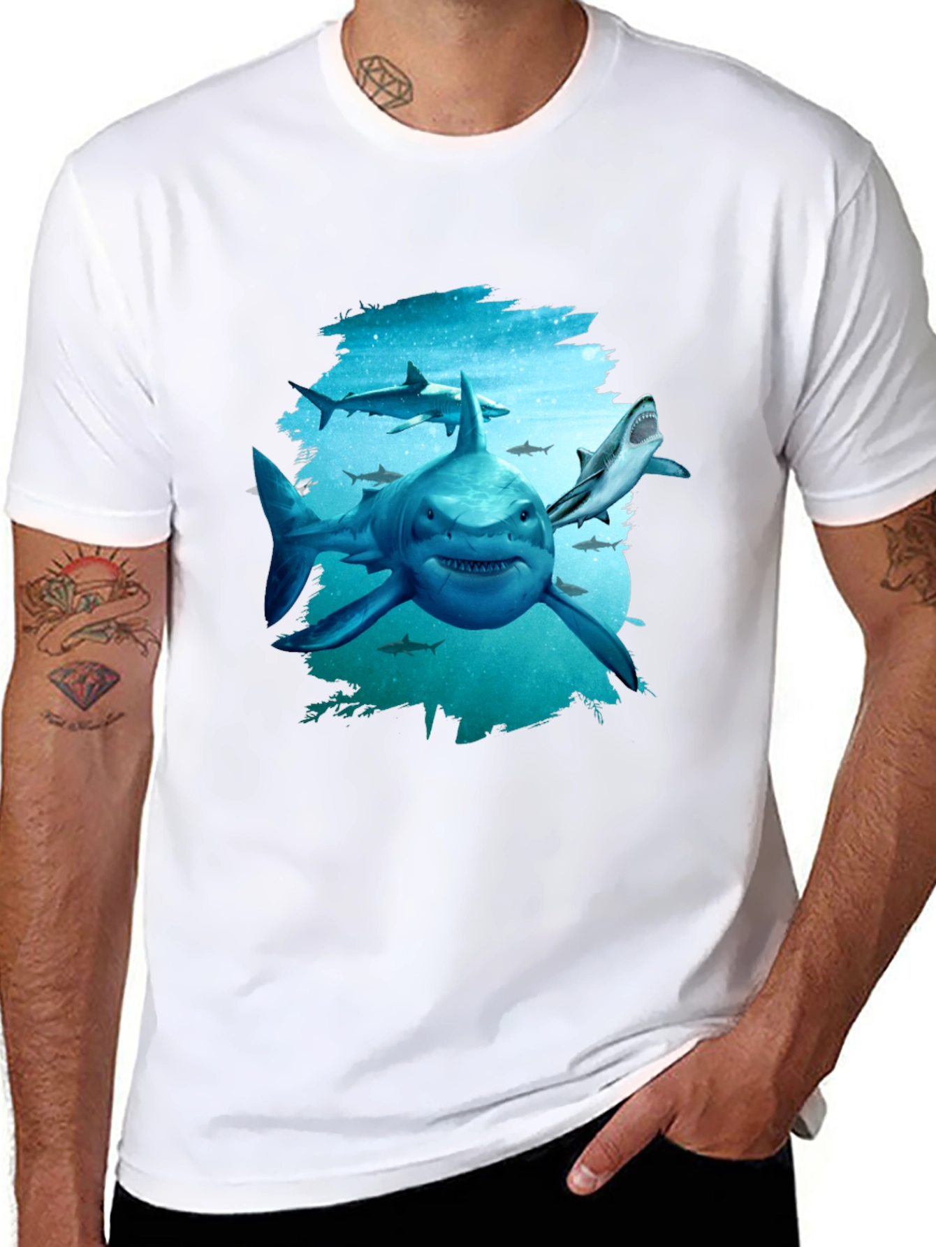 Shark Graphic Tee - Mens Black T-Shirt