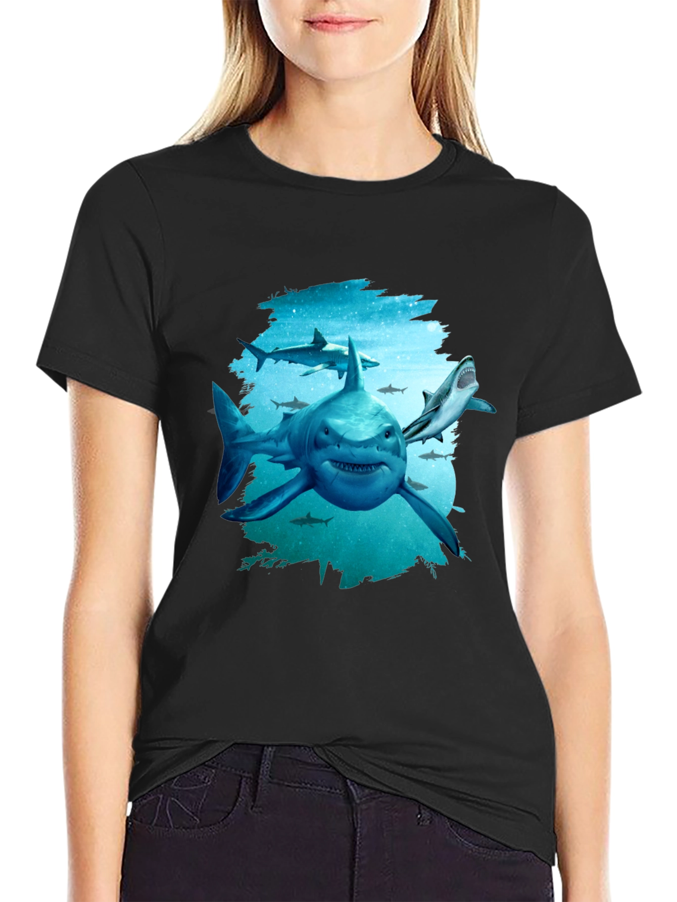 Shark Graphic Tee - Mens Black T-Shirt