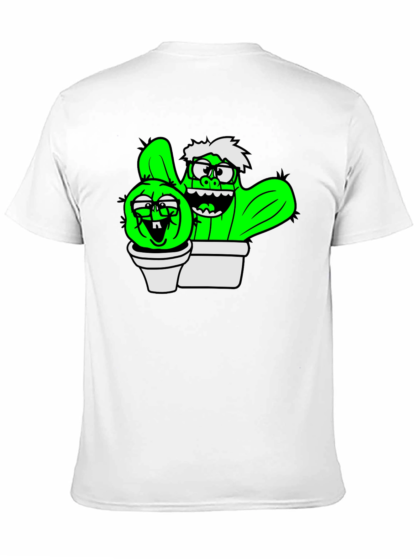 Cactus Cartoon Graphic Black T-Shirt