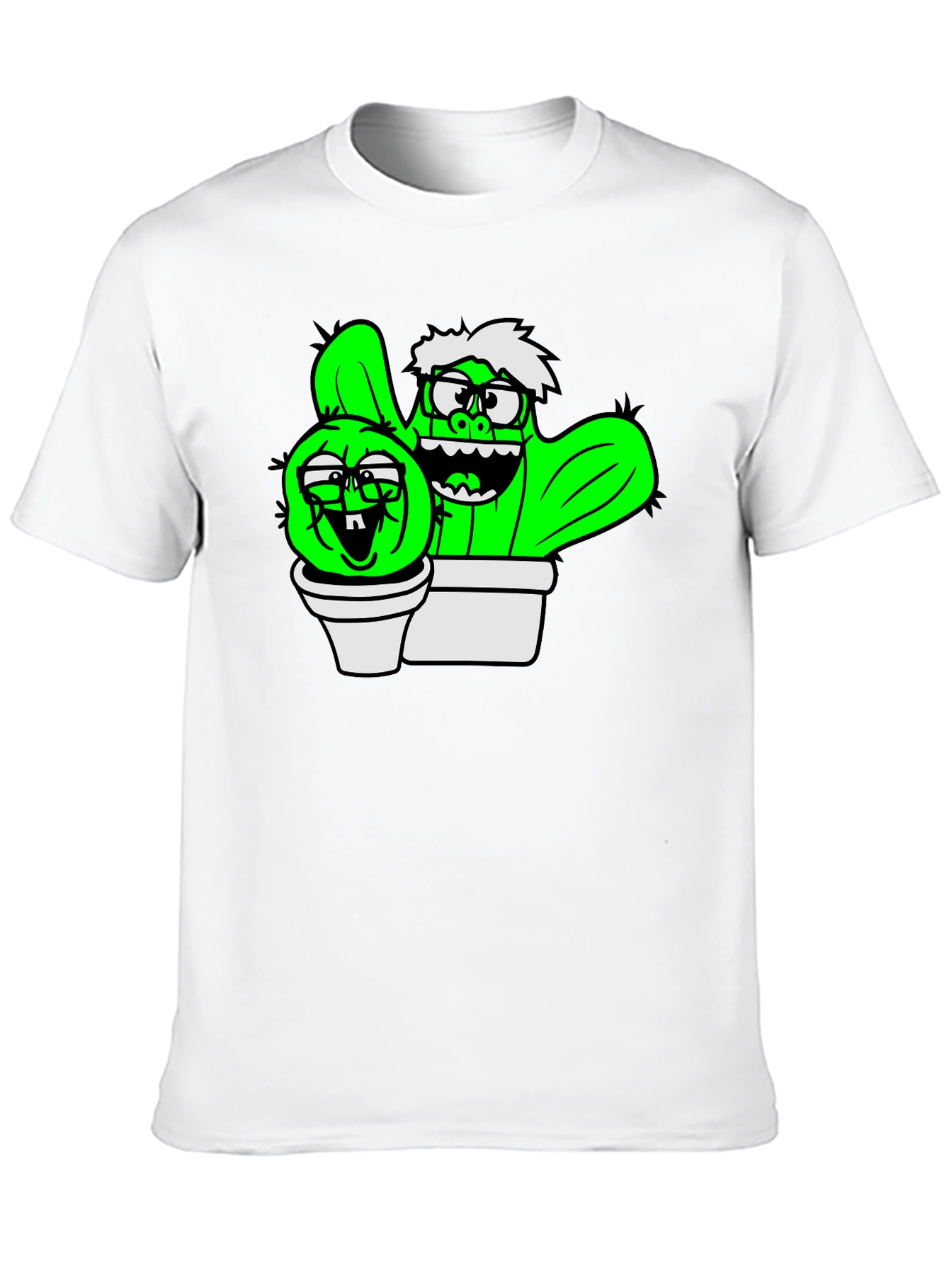 Cactus Cartoon Graphic Black T-Shirt