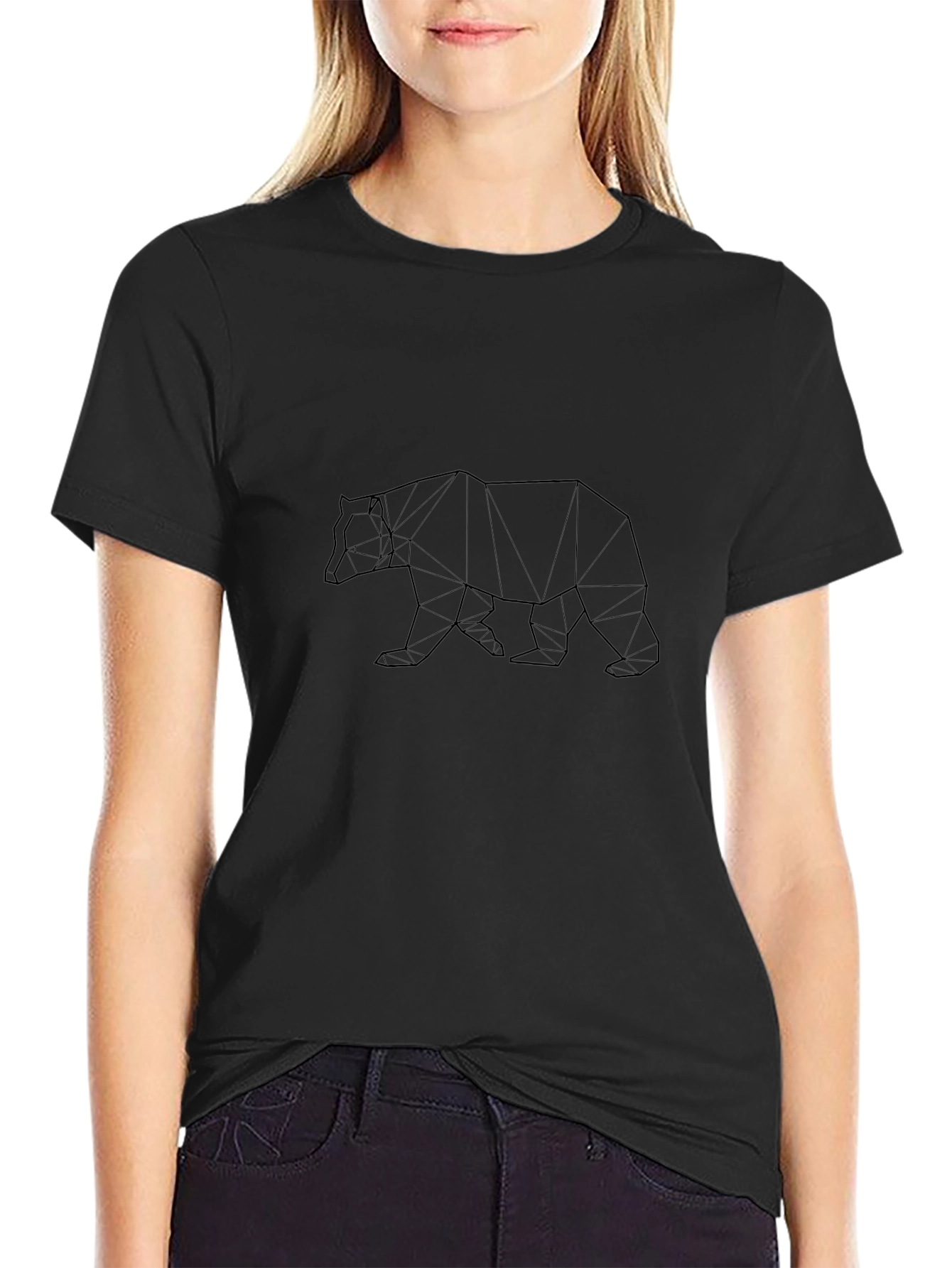 Geometric Bear T-Shirt - Black Graphic Tee