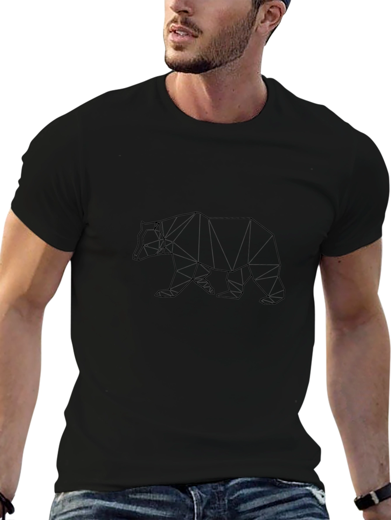 Geometric Bear T-Shirt - Black Graphic Tee