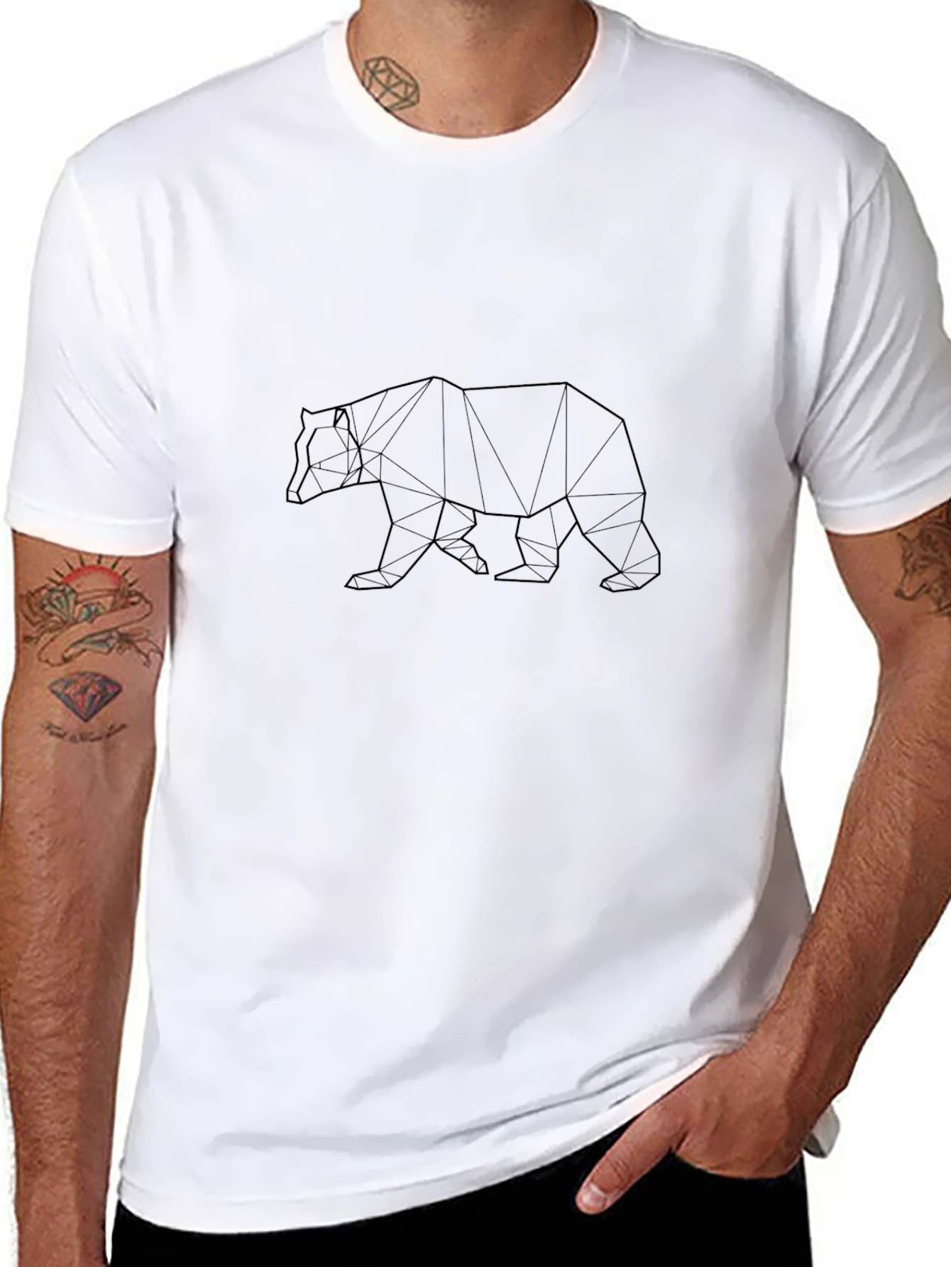 Geometric Bear T-Shirt - Black Graphic Tee