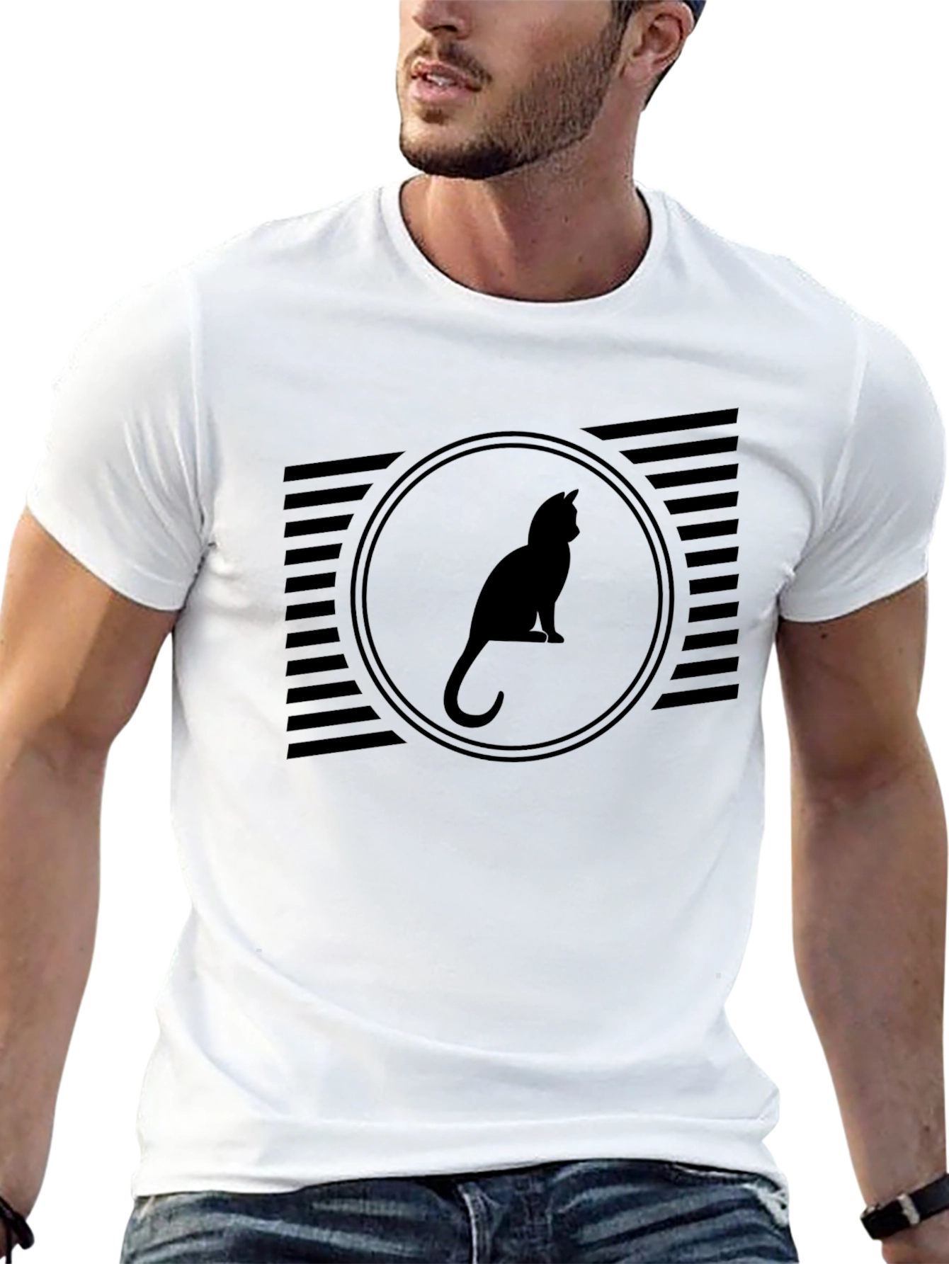 Black Cat Silhouette Graphic T-Shirt