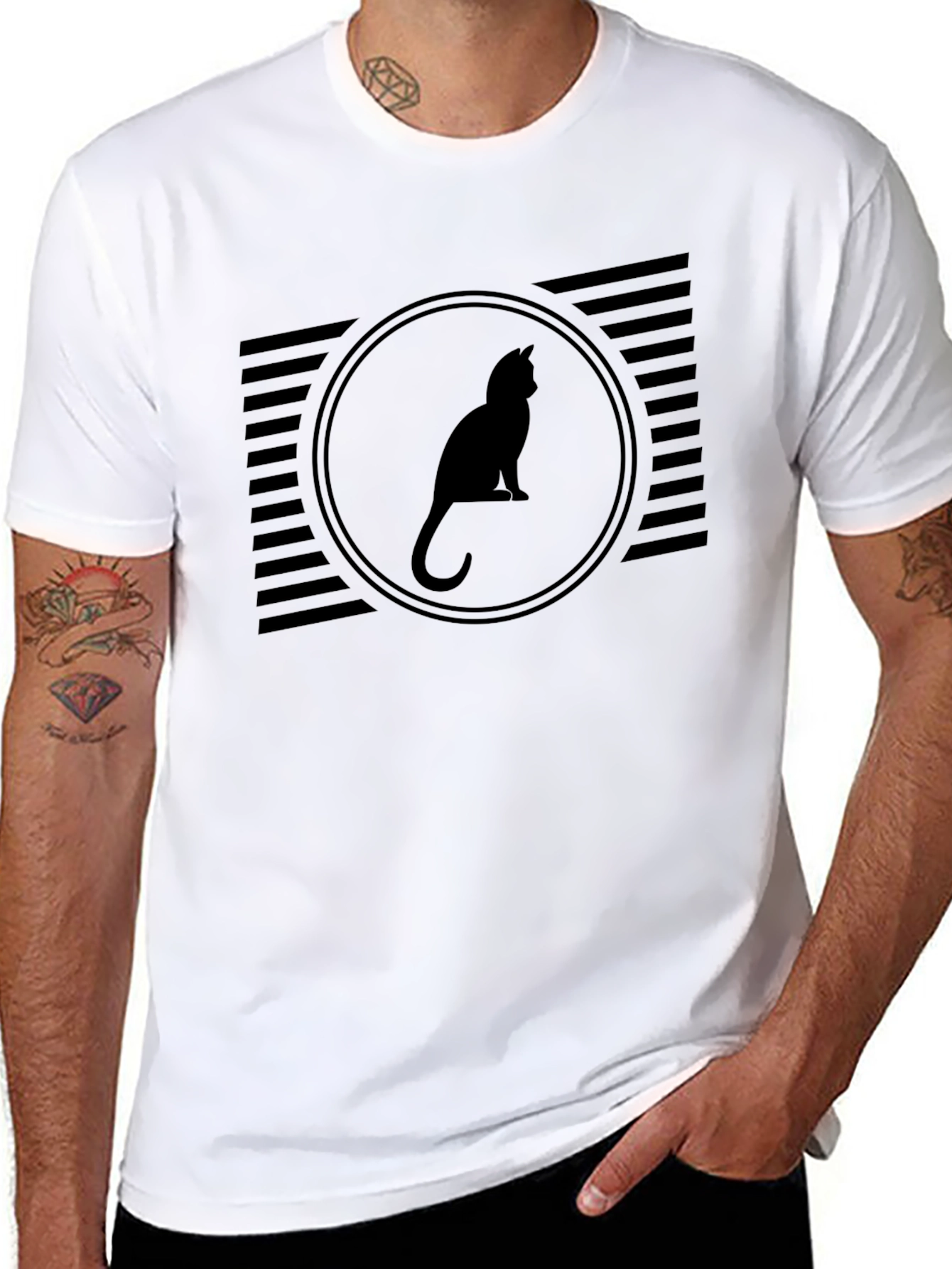 Black Cat Silhouette Graphic T-Shirt