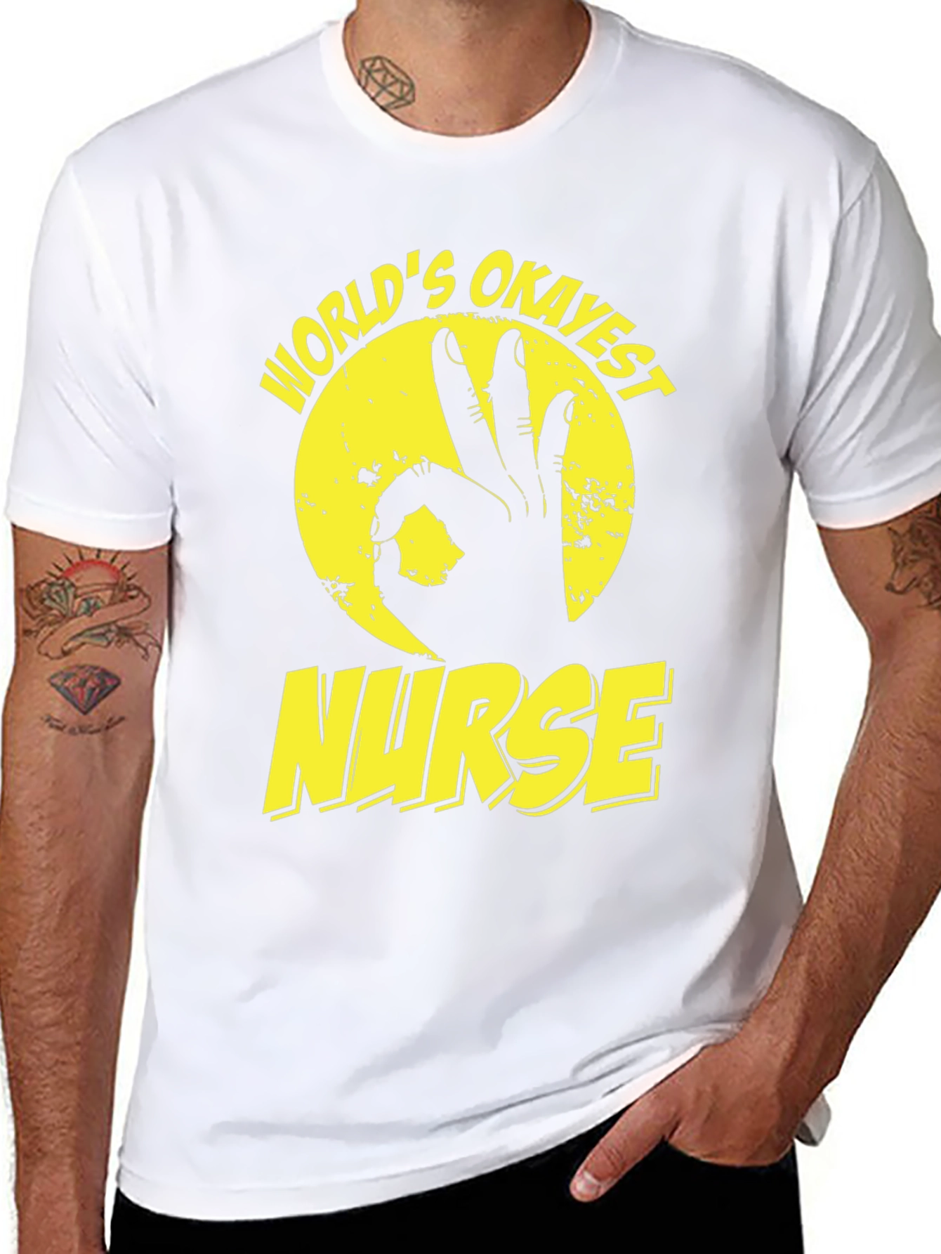 Worlds Okayest Nurse T-Shirt - Funny Graphic Tee