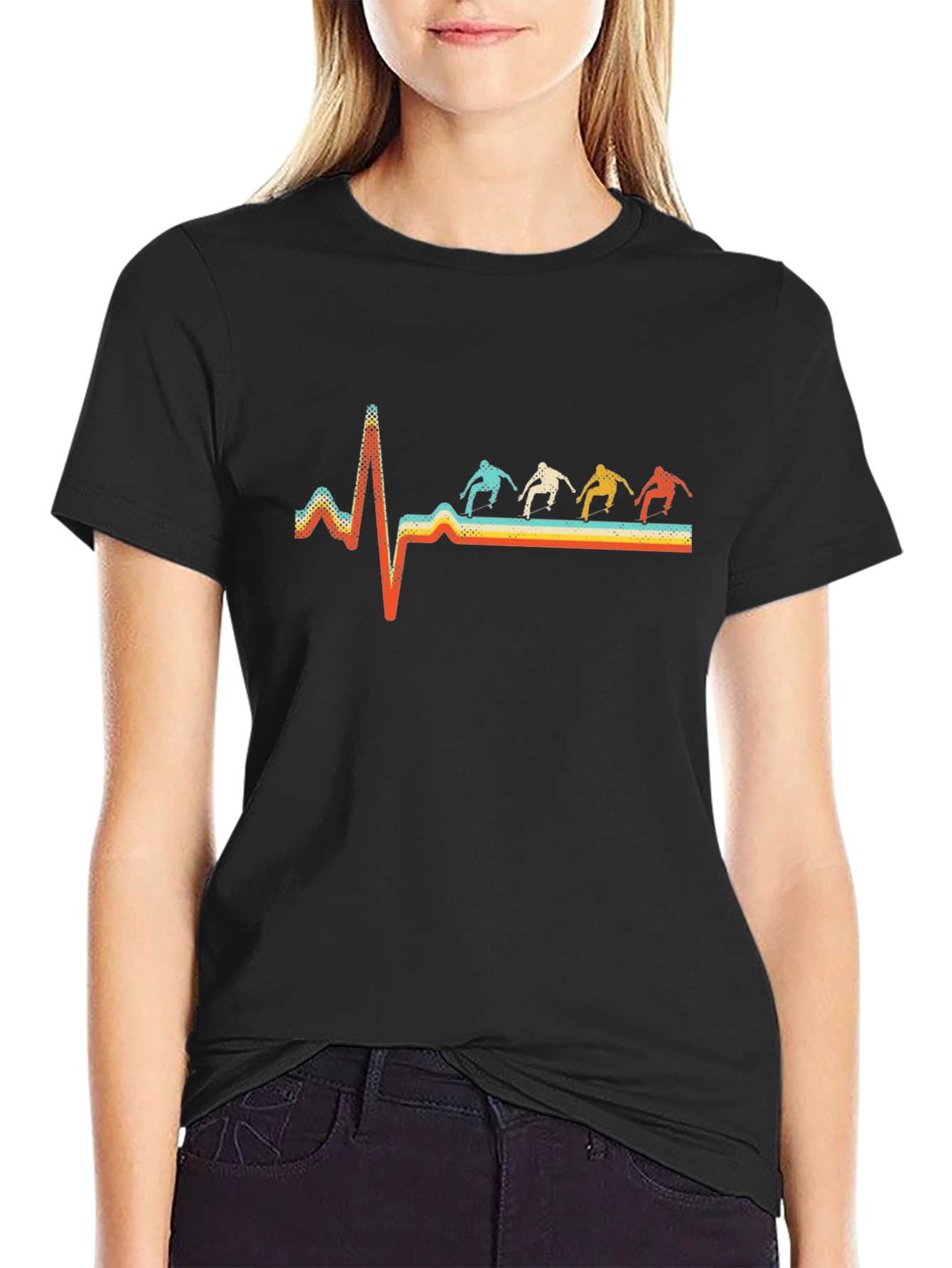 Retro Skateboard Heartbeat Graphic Tee