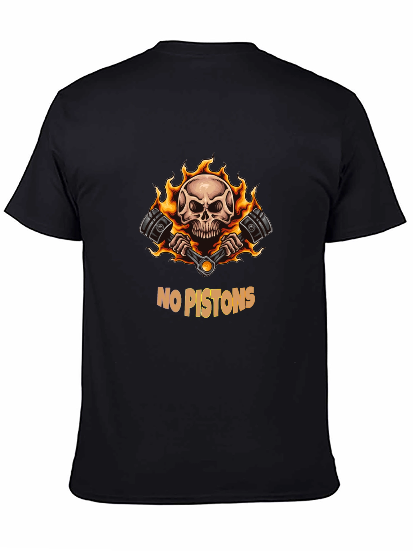 Skull & Pistons Graphic Tee - Black Cotton Blend
