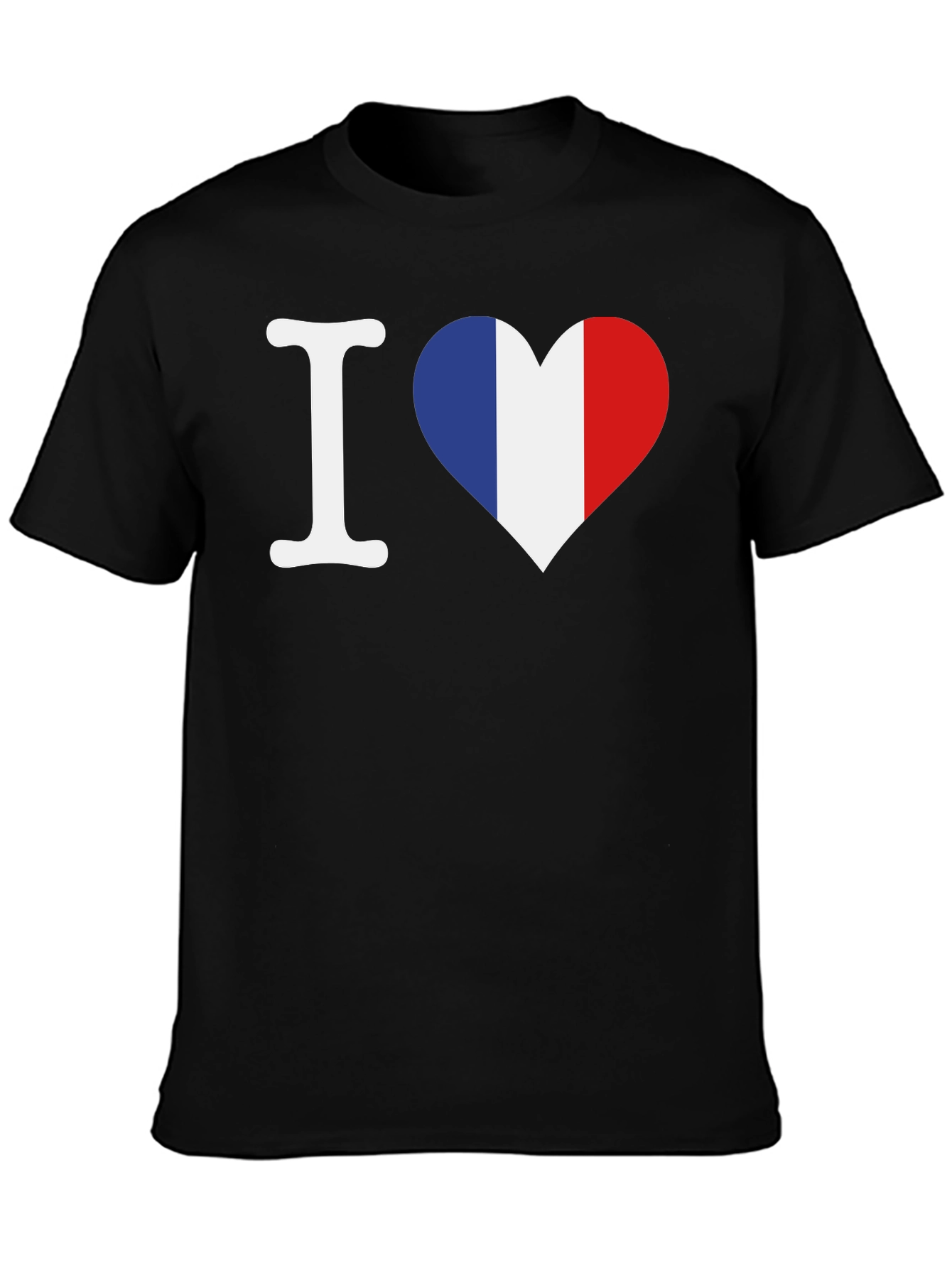 I Love France T-Shirt - French Flag Heart Graphic
