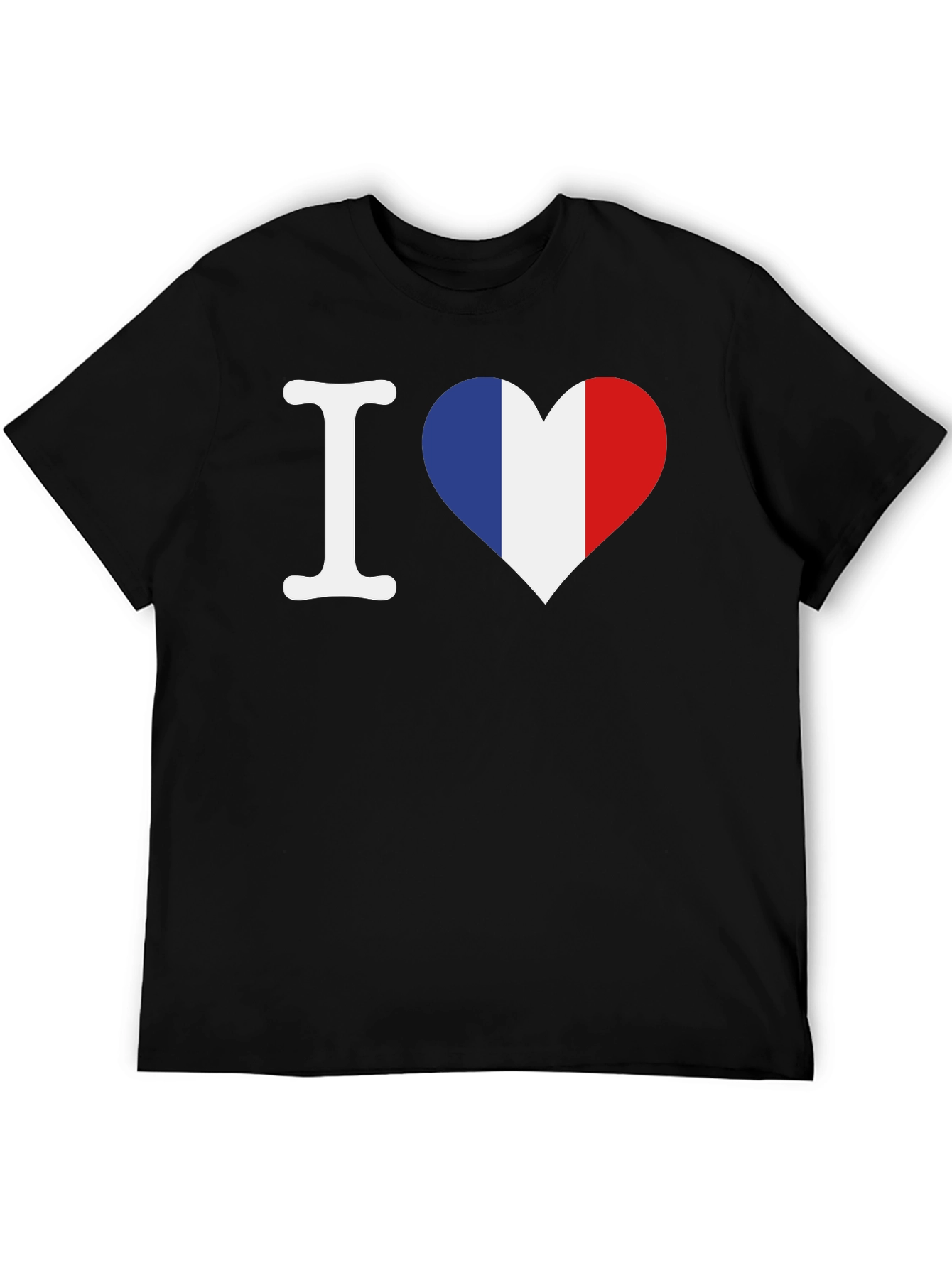 I Love France T-Shirt - French Flag Heart Graphic