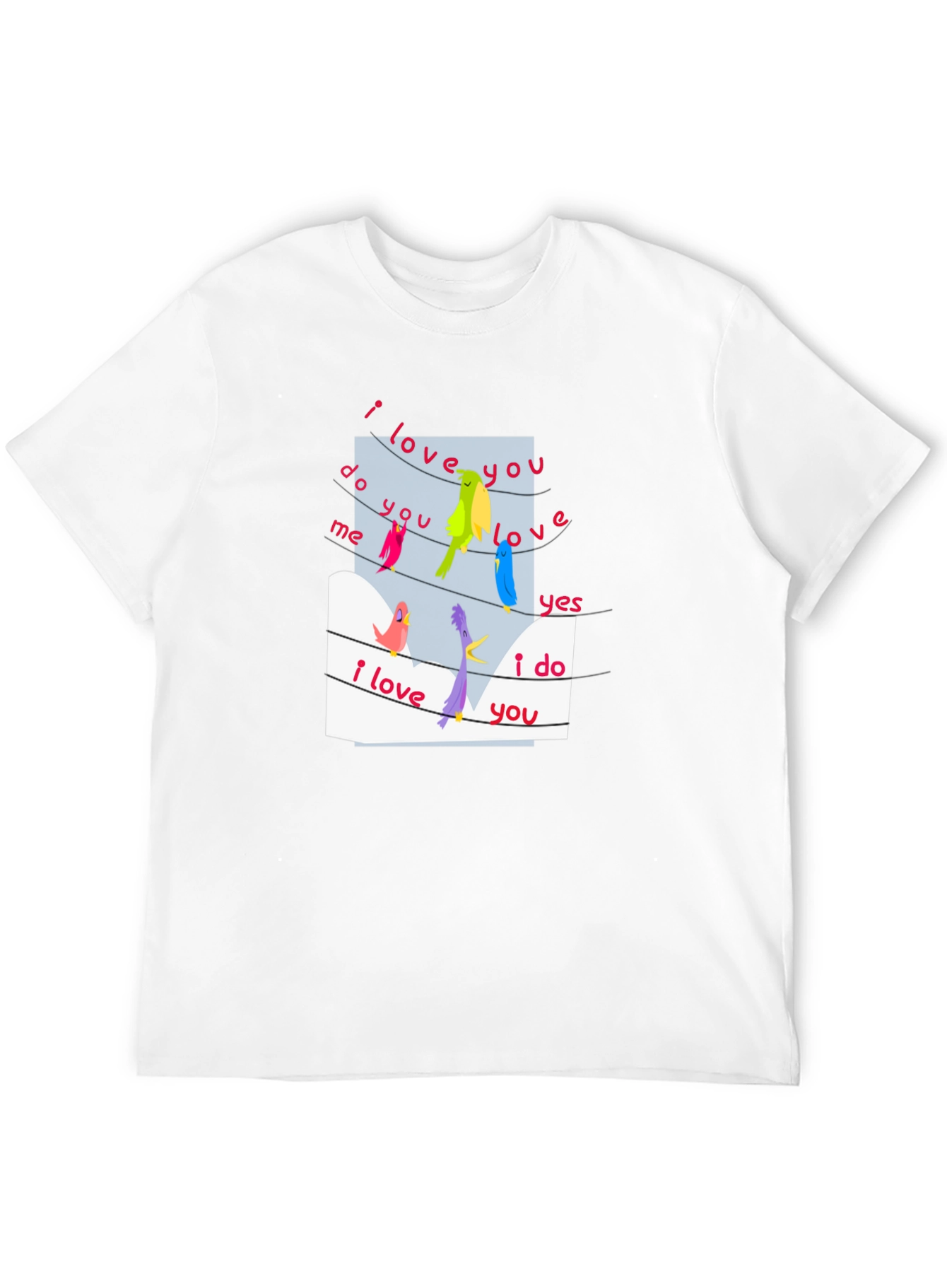 Whimsical Bird Song T-Shirt - I Love You Design