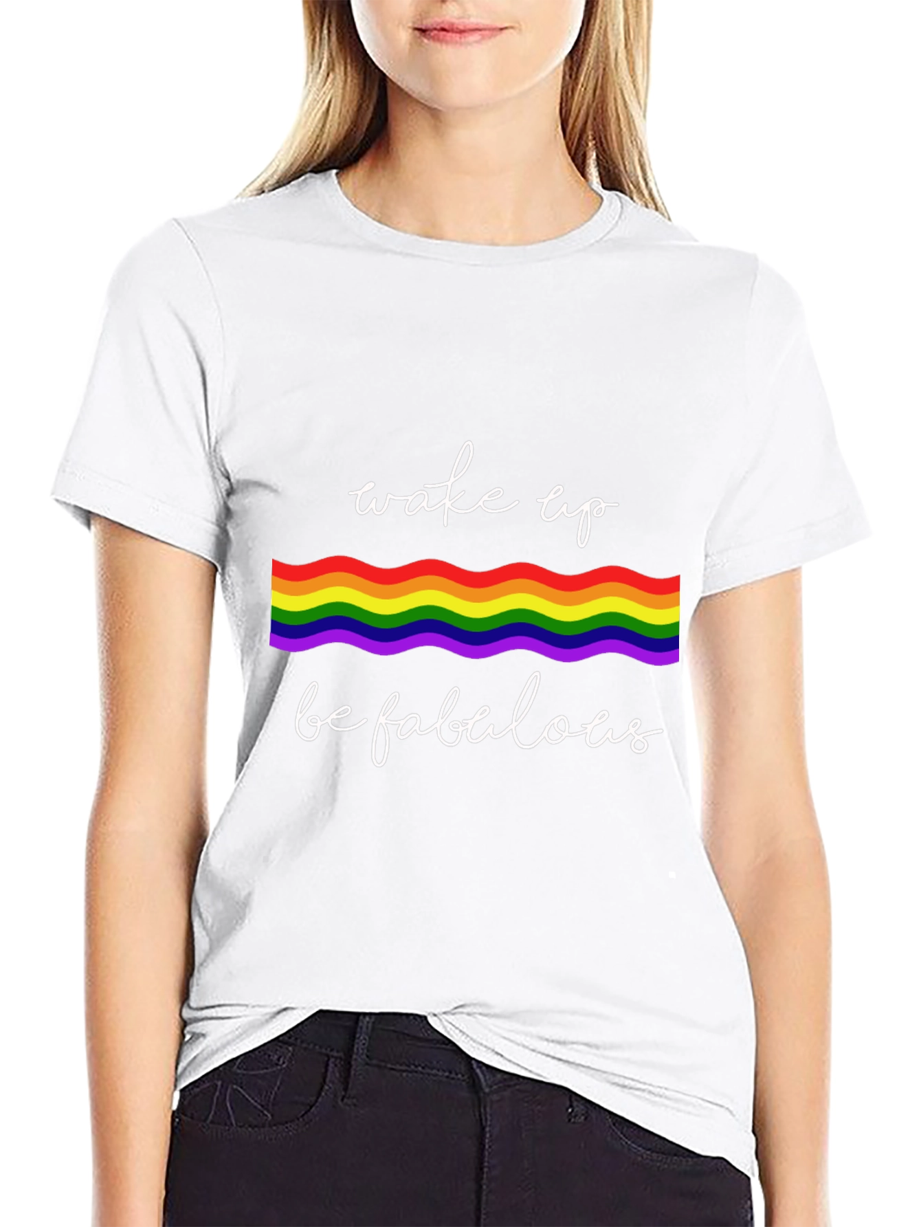 Wake Up Be Fabulous T-Shirt - Pride Rainbow Design