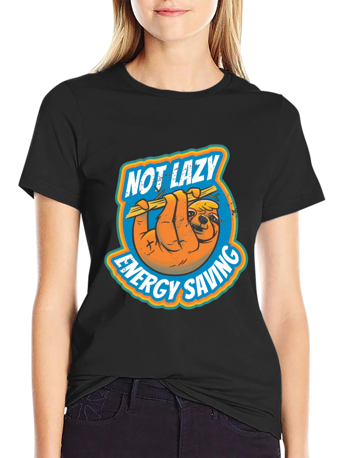 Not Lazy Energy Saving Sloth Graphic T-Shirt