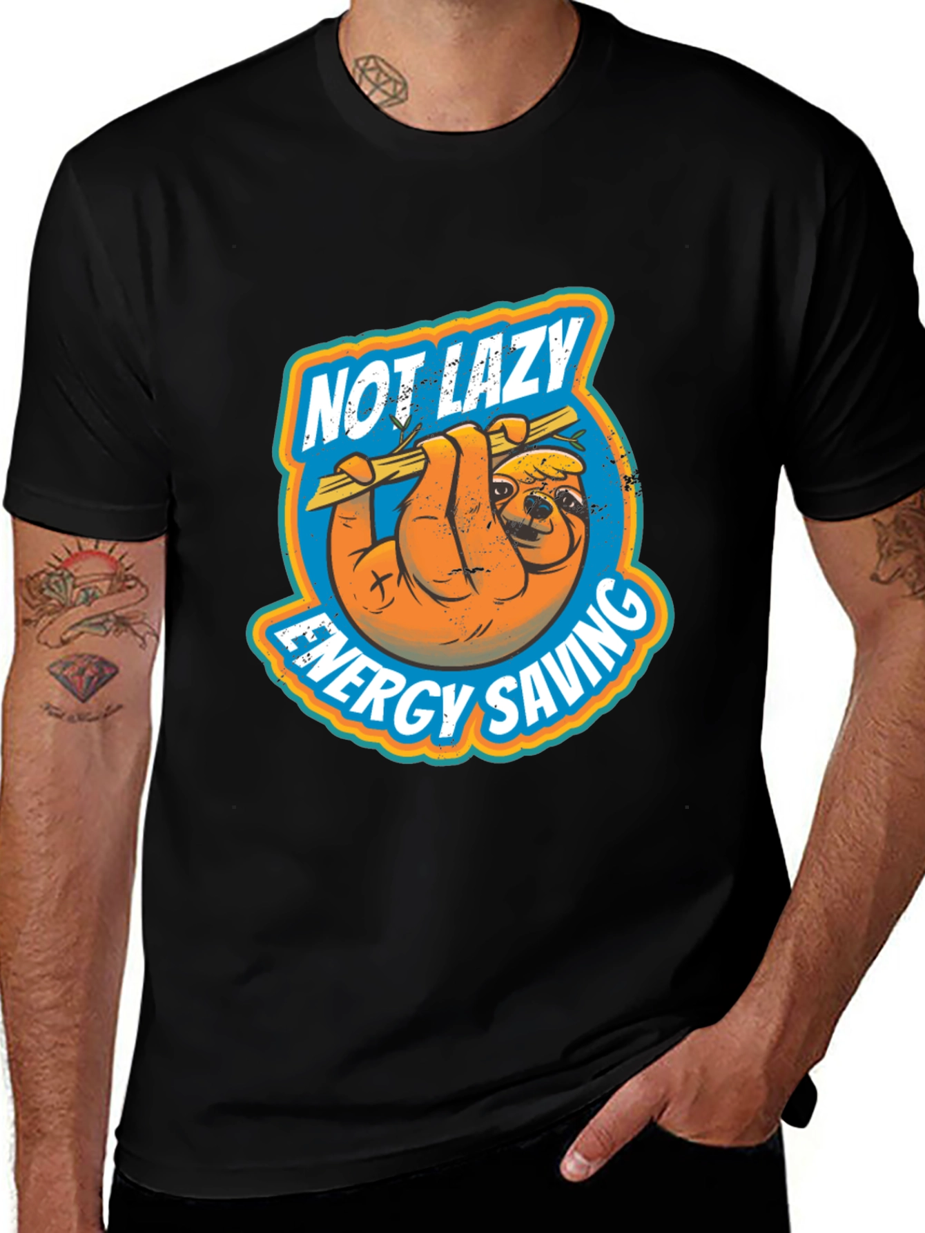 Not Lazy Energy Saving Sloth Graphic T-Shirt